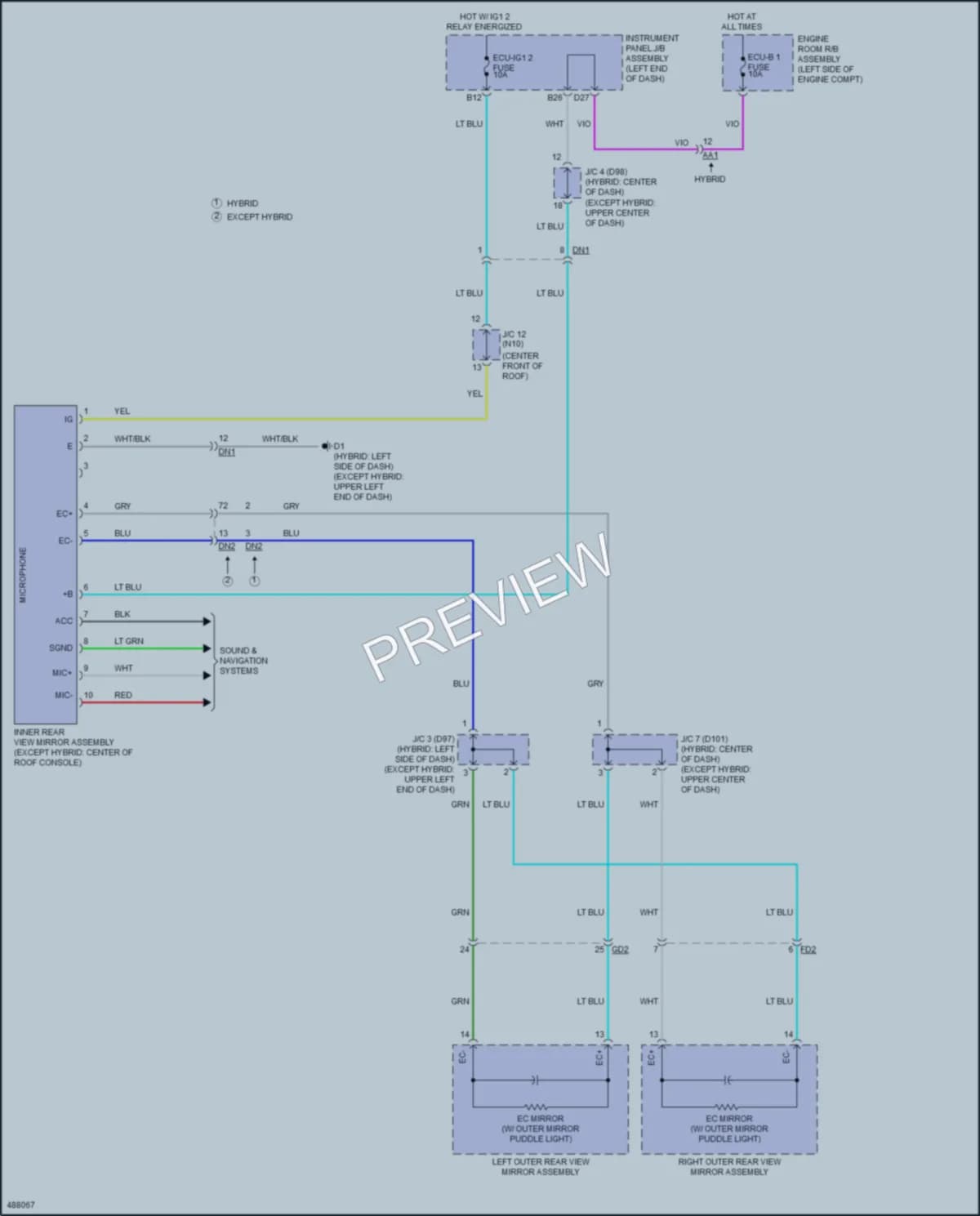 2017 Toyota Avalon Power Mirrors wiring diagram preview