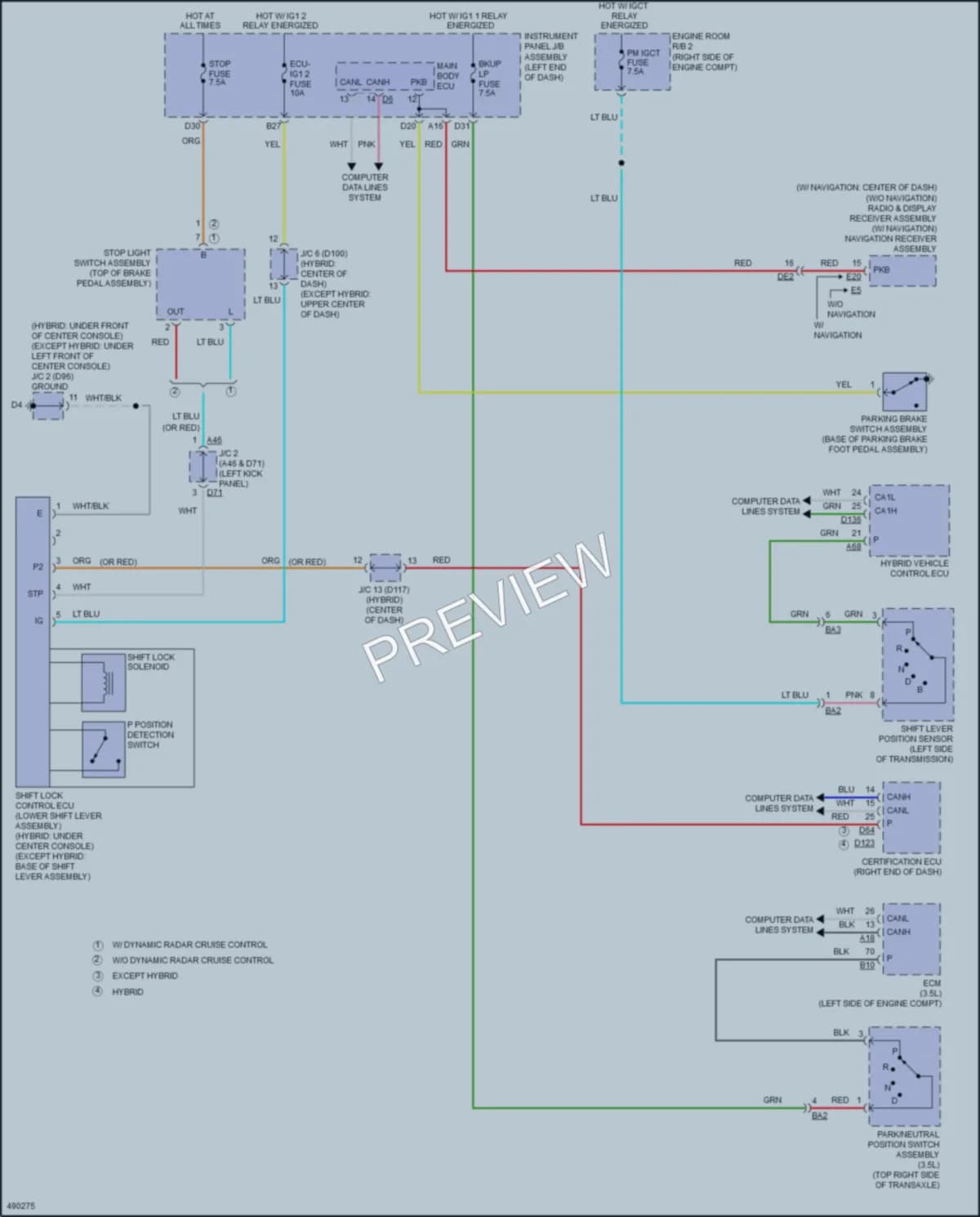 2017 Toyota Avalon Shift Interlock wiring diagram preview