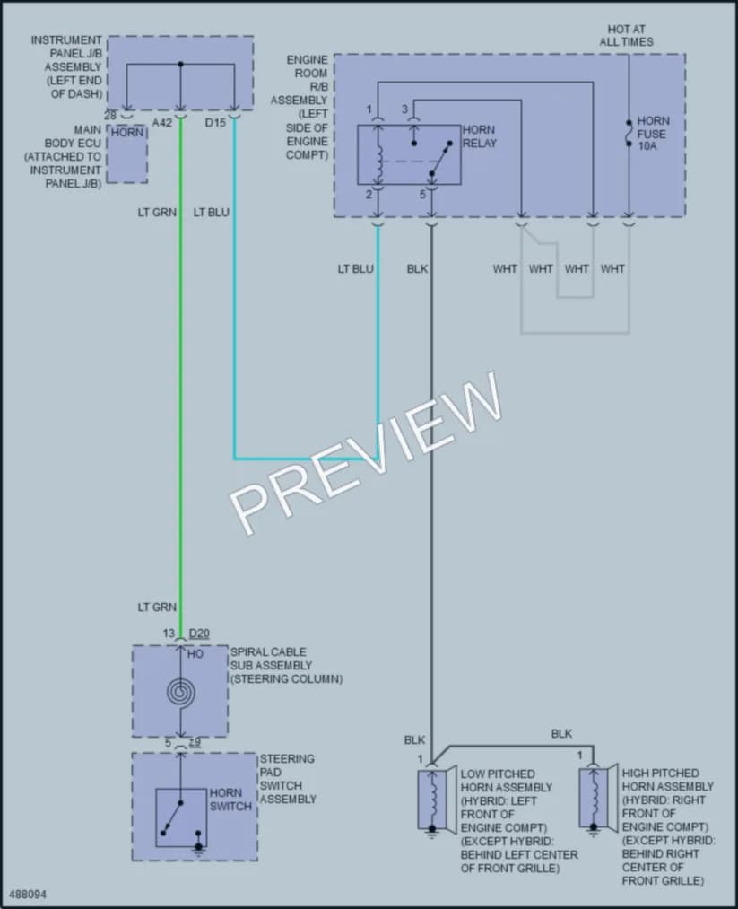 2017 Toyota AvalonHybrid Horn wiring diagram preview