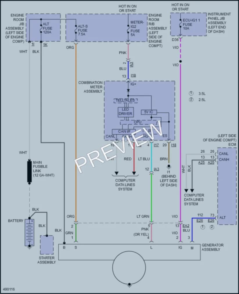 2017 Toyota Camry Starting Charging wiring diagram preview