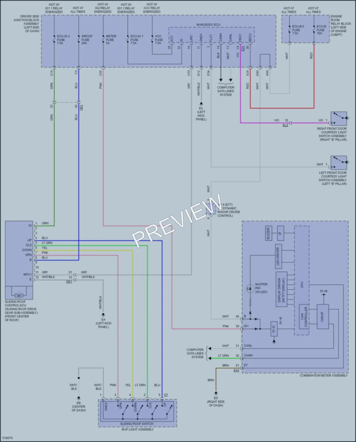 2017 Toyota Corolla Power Top Sunroof wiring diagram preview