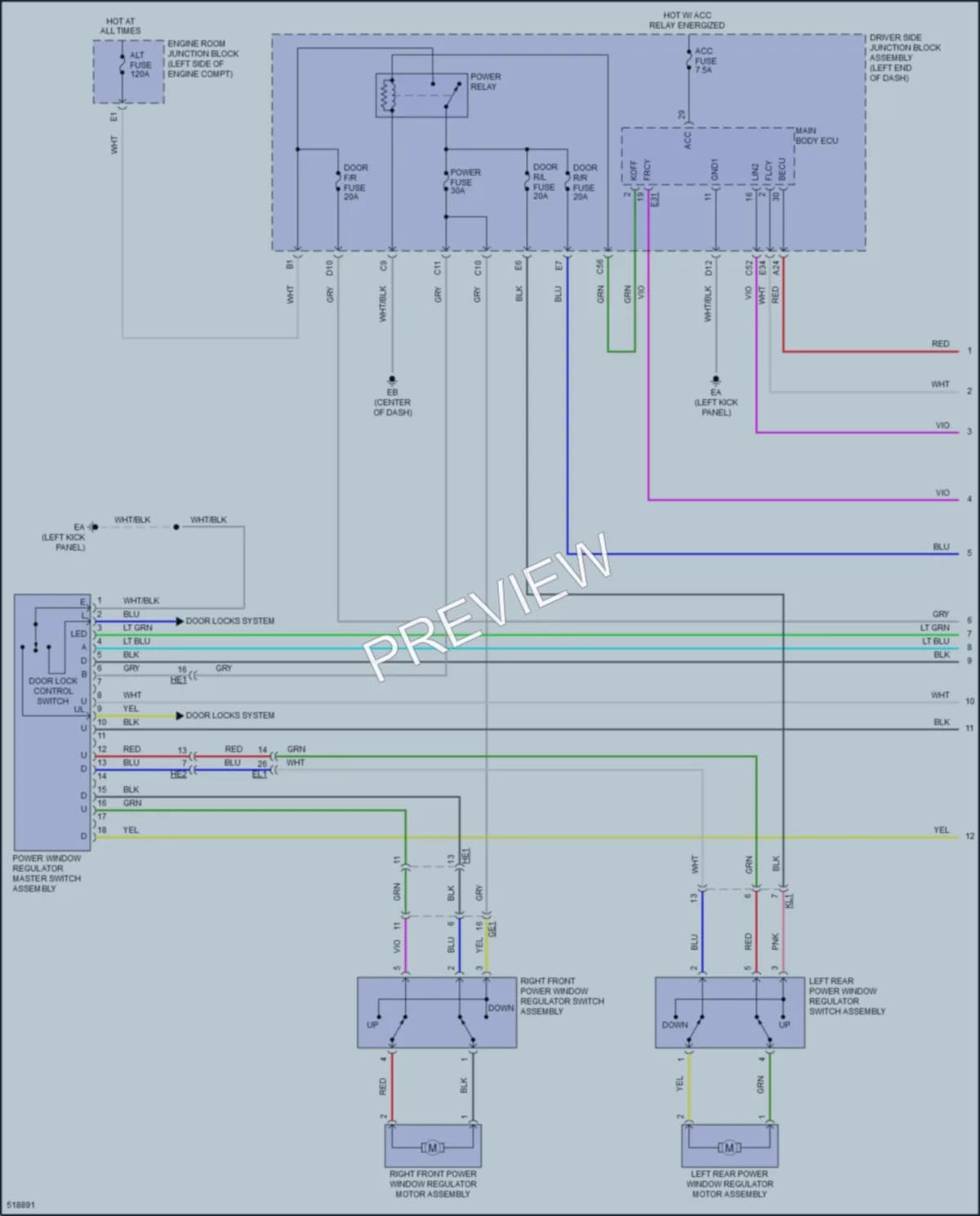 2017 Toyota Corolla Power Windows wiring diagram preview