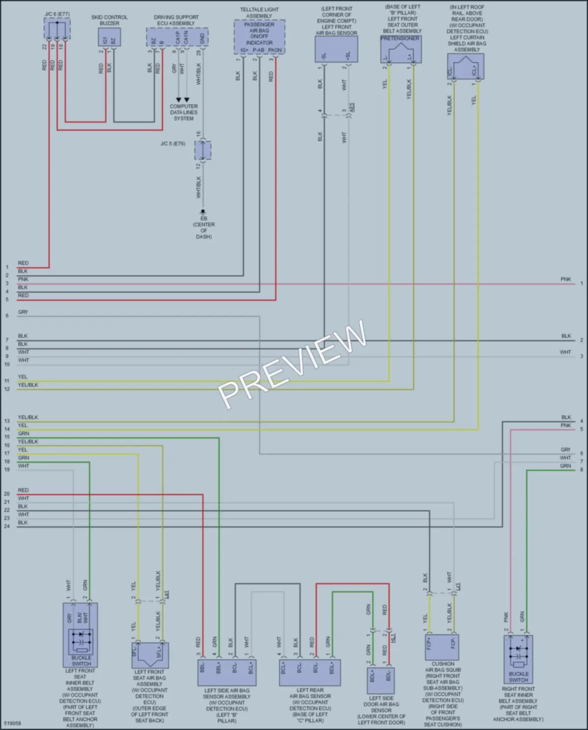 2017 Toyota Corolla Supplemental Restraints wiring diagram preview