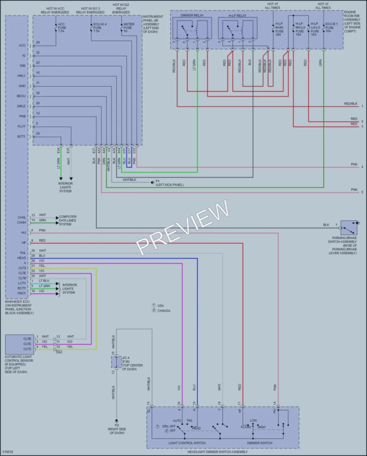 2017 Toyota CorollaiM Headlights wiring diagram preview