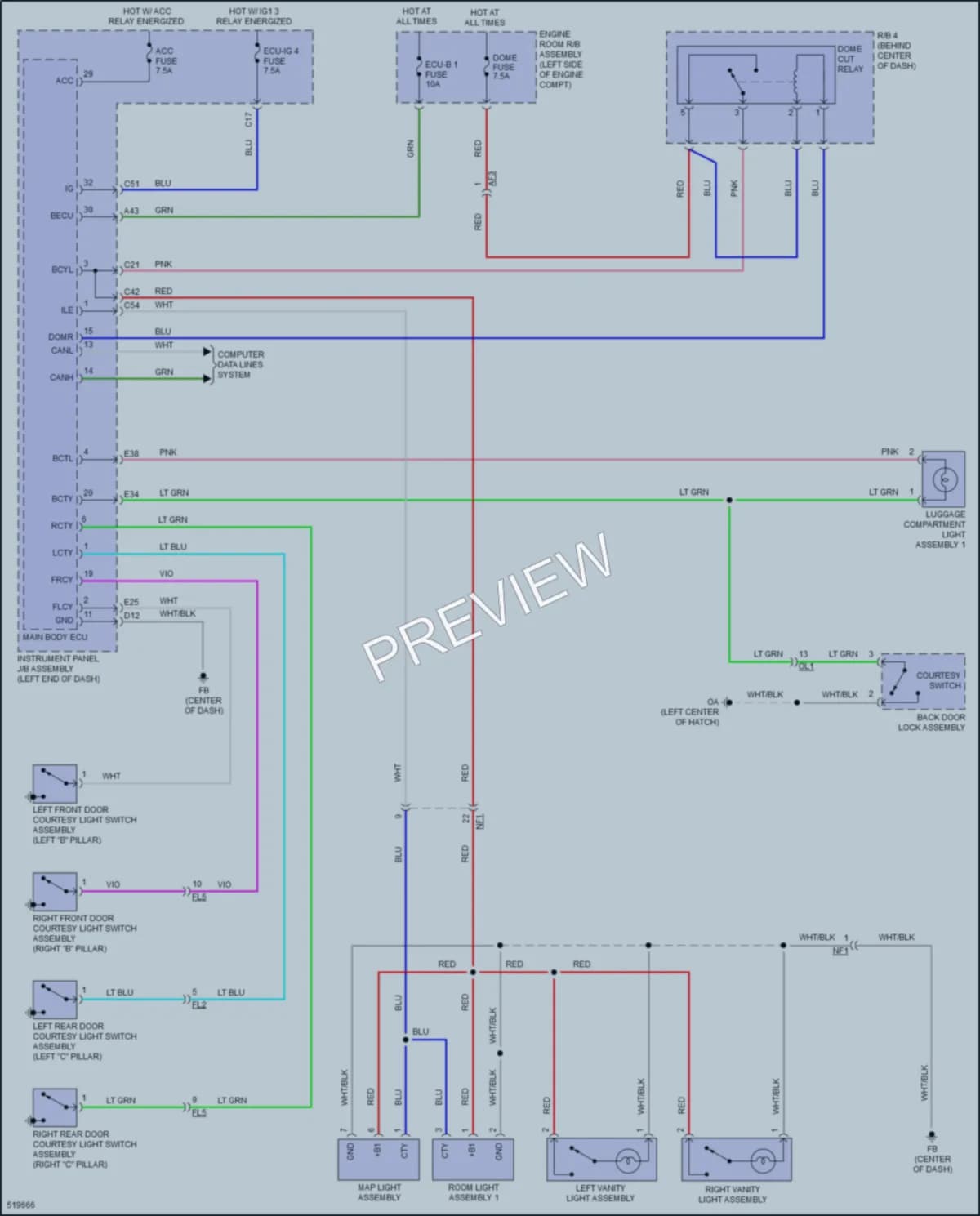 2017 Toyota CorollaiM Interior Lights wiring diagram preview