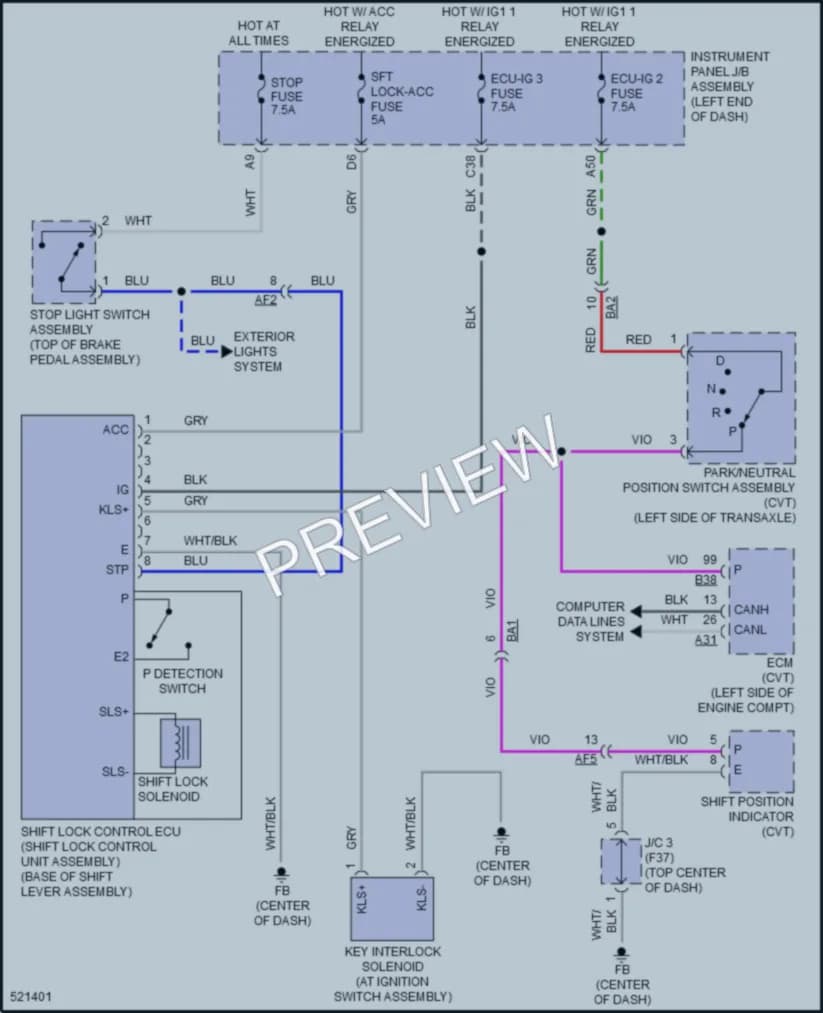 2017 Toyota CorollaiM Shift Interlock wiring diagram preview