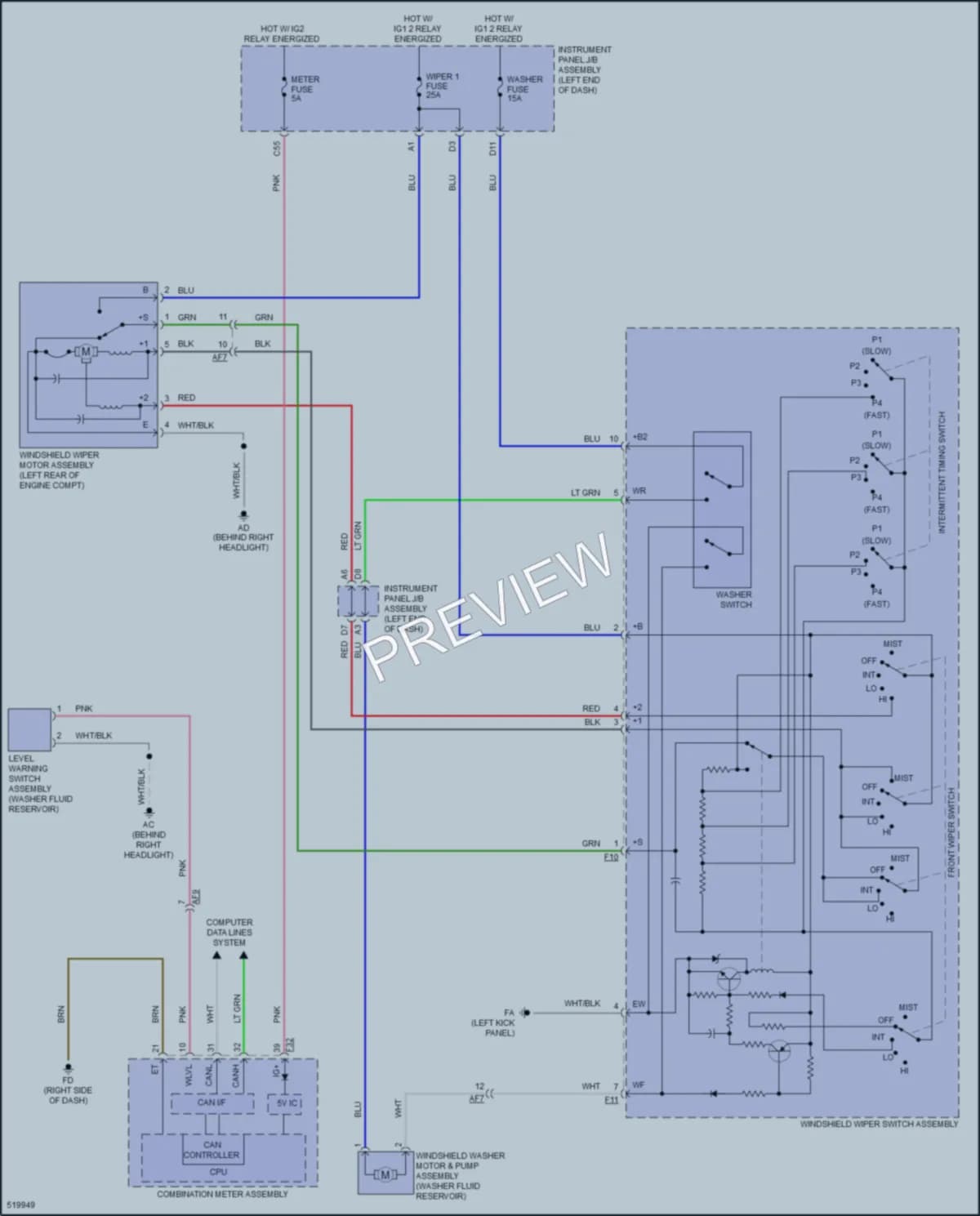 2017 Toyota CorollaiM Wiper Washer wiring diagram preview