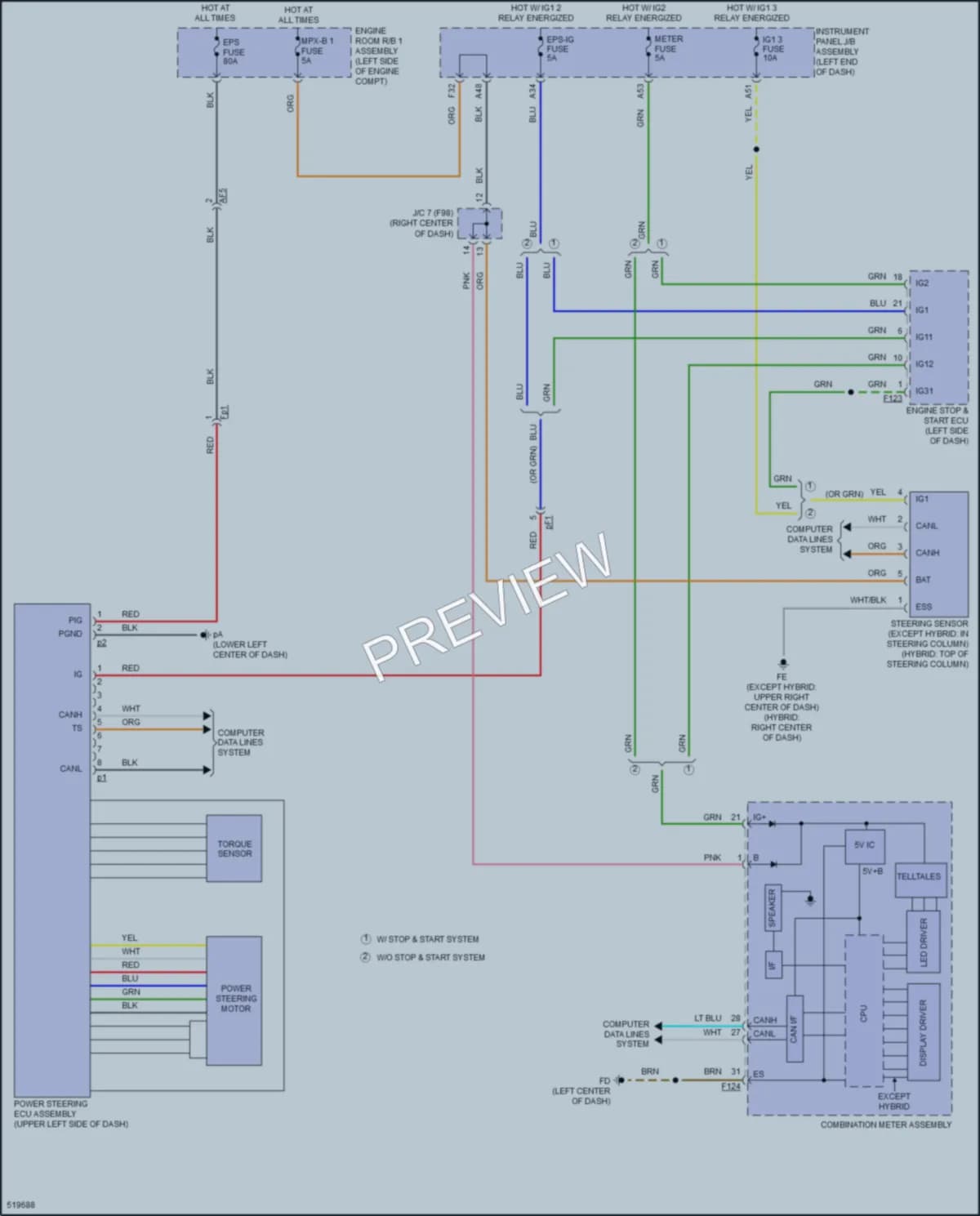 2017 Toyota Highlander Electronic Power Steering wiring diagram preview