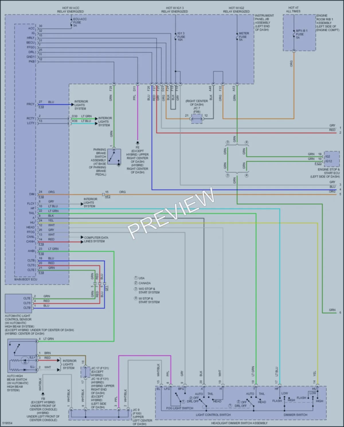 2017 Toyota Highlander Headlights wiring diagram preview