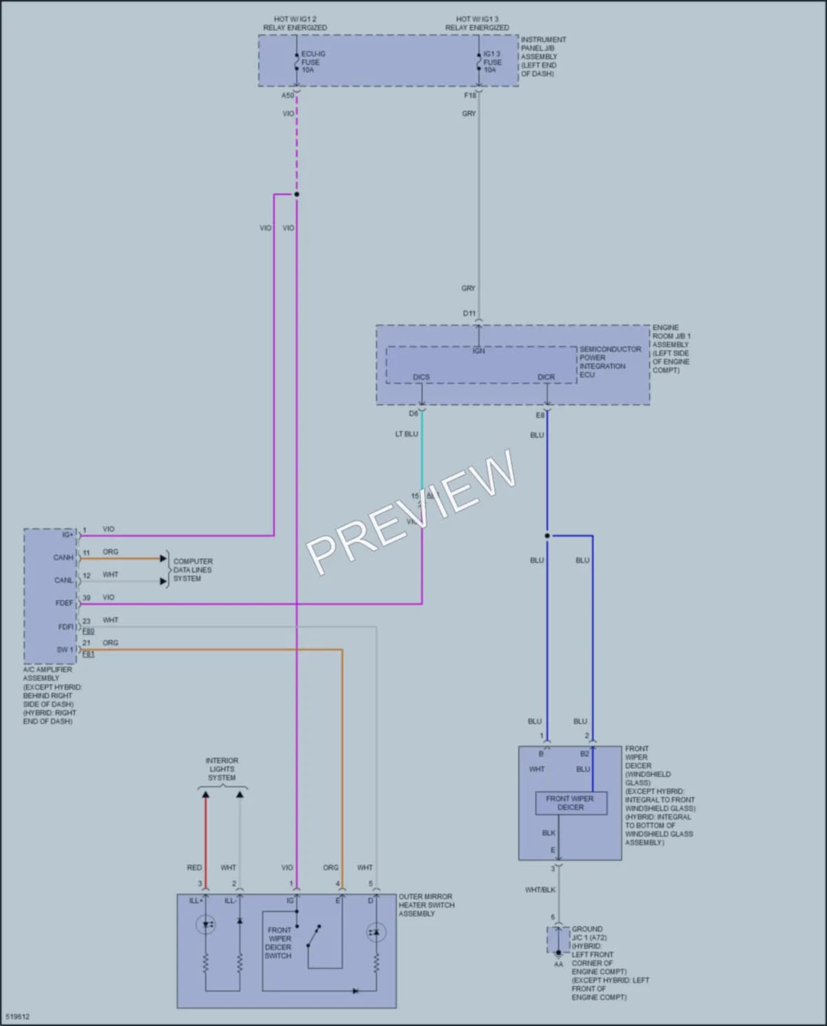 2017 Toyota HighlanderHybrid Defoggers wiring diagram preview