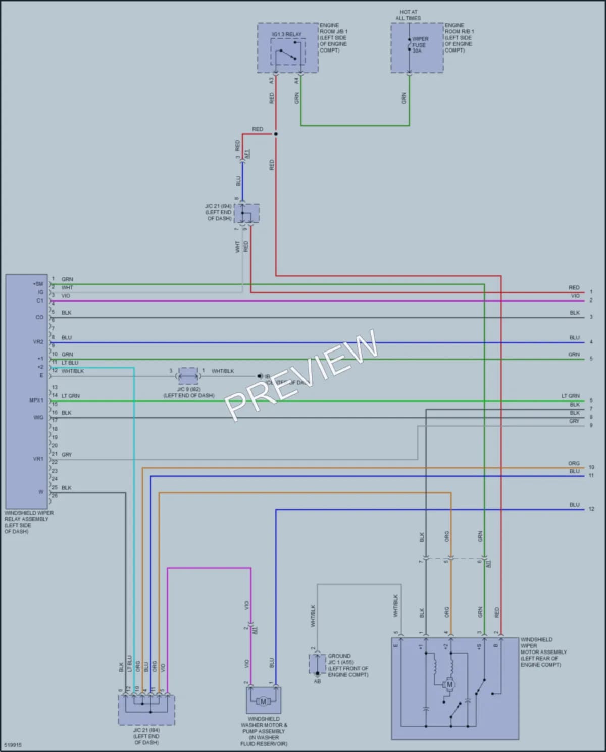 2017 Toyota PriusPrime Wiper Washer wiring diagram preview