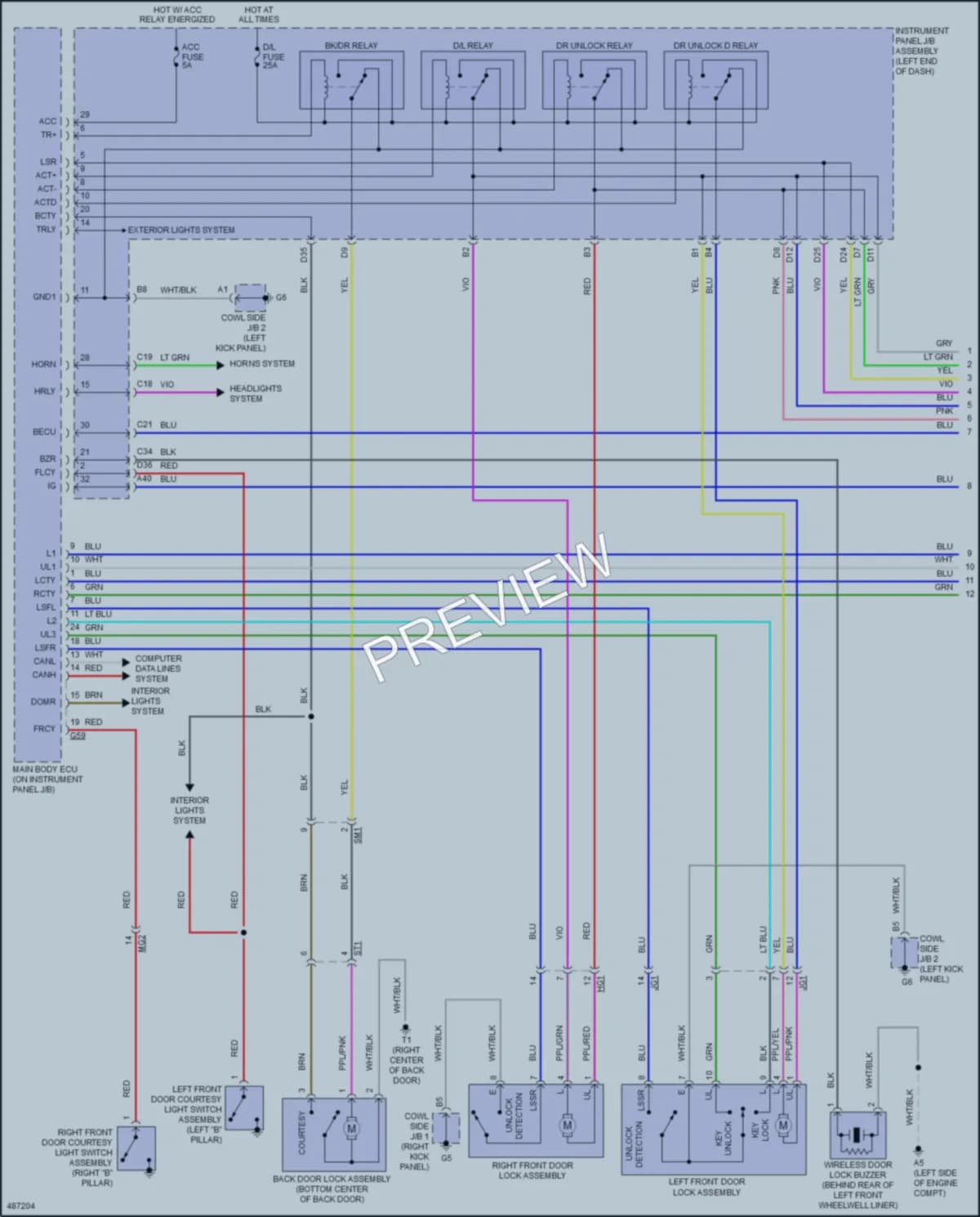 2017 Toyota Priusc Power Door Locks wiring diagram preview