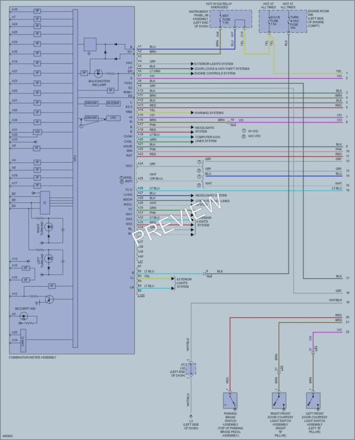 2017 Toyota Priusv Instrument Cluster wiring diagram preview