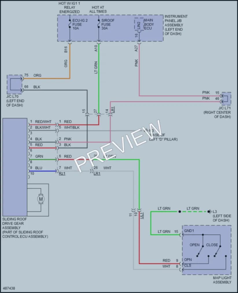 2017 Toyota Priusv Power Top Sunroof wiring diagram preview