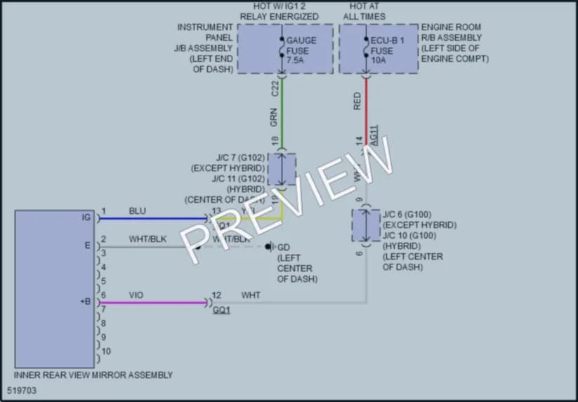 2017 Toyota RAV4 Power Mirrors wiring diagram preview
