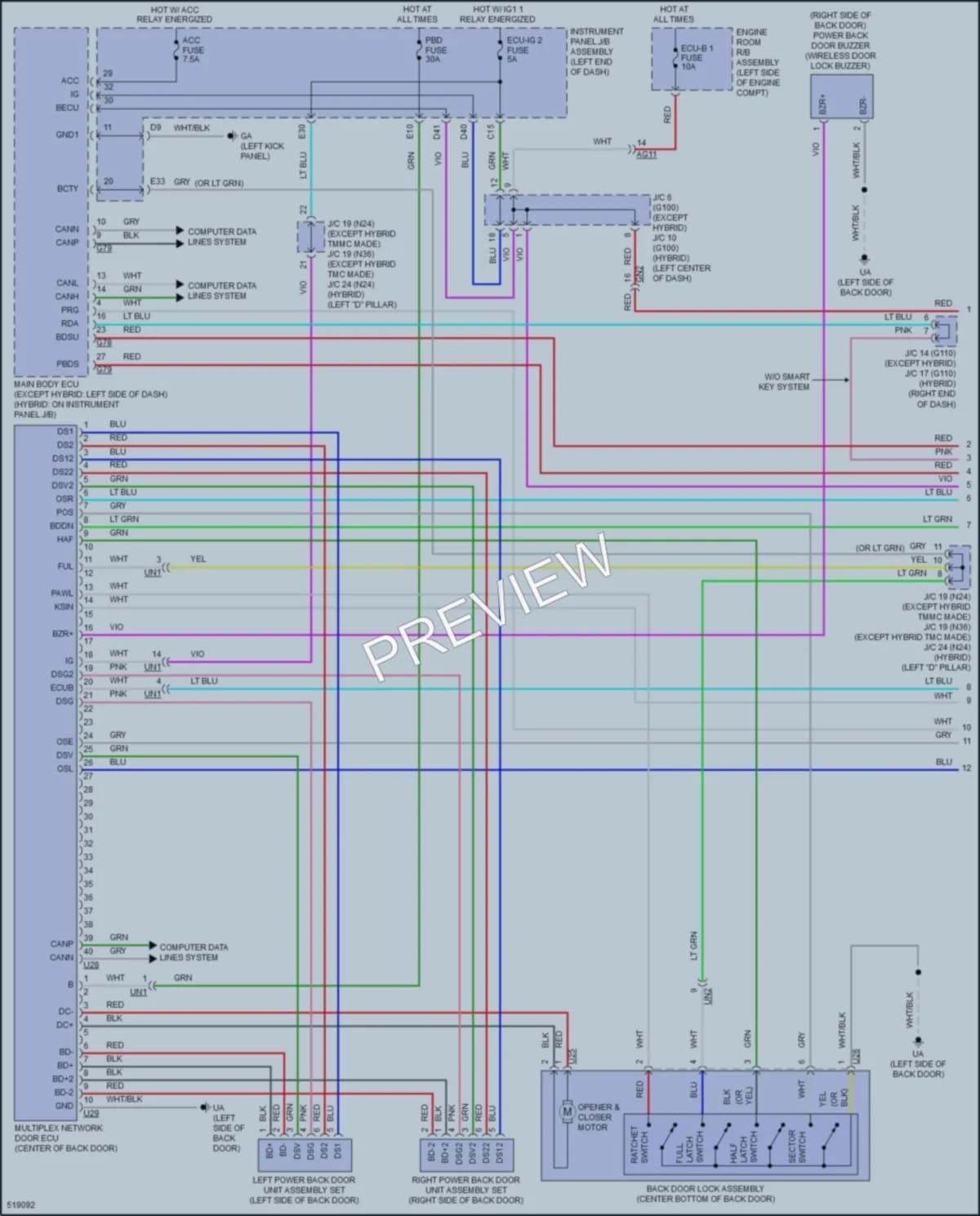 2017 Toyota RAV4 Trunk Tailgate Fuel Door wiring diagram preview