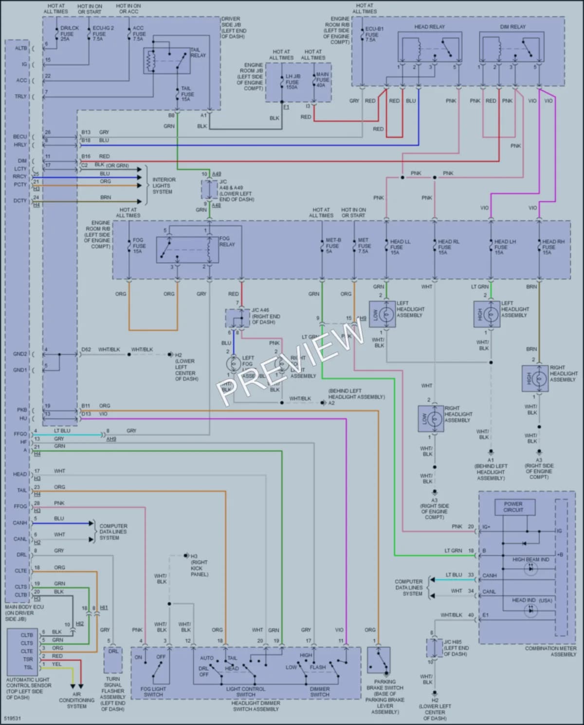 2017 Toyota Sequoia Headlights wiring diagram preview