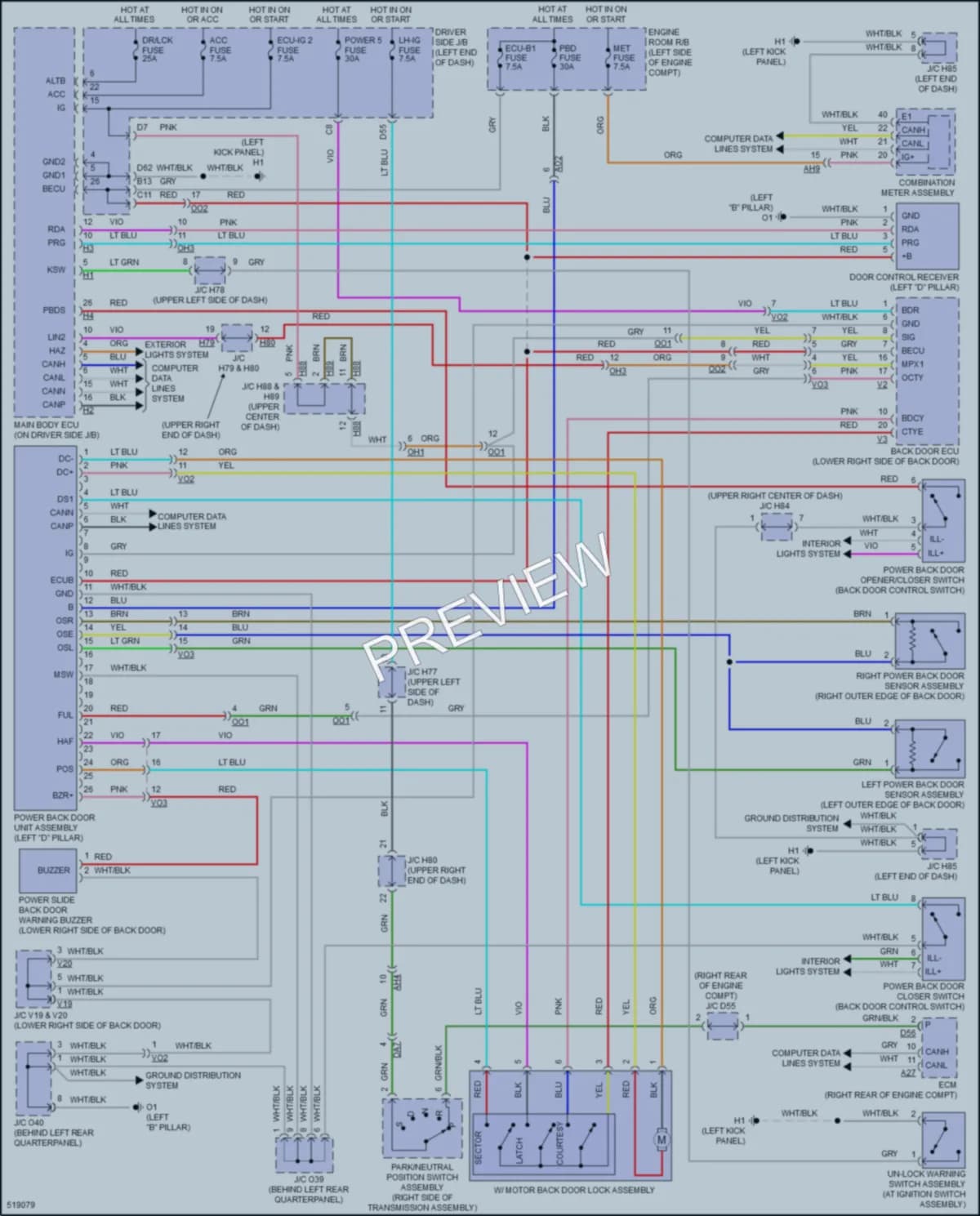 2017 Toyota Sequoia Trunk Tailgate Fuel Door wiring diagram preview
