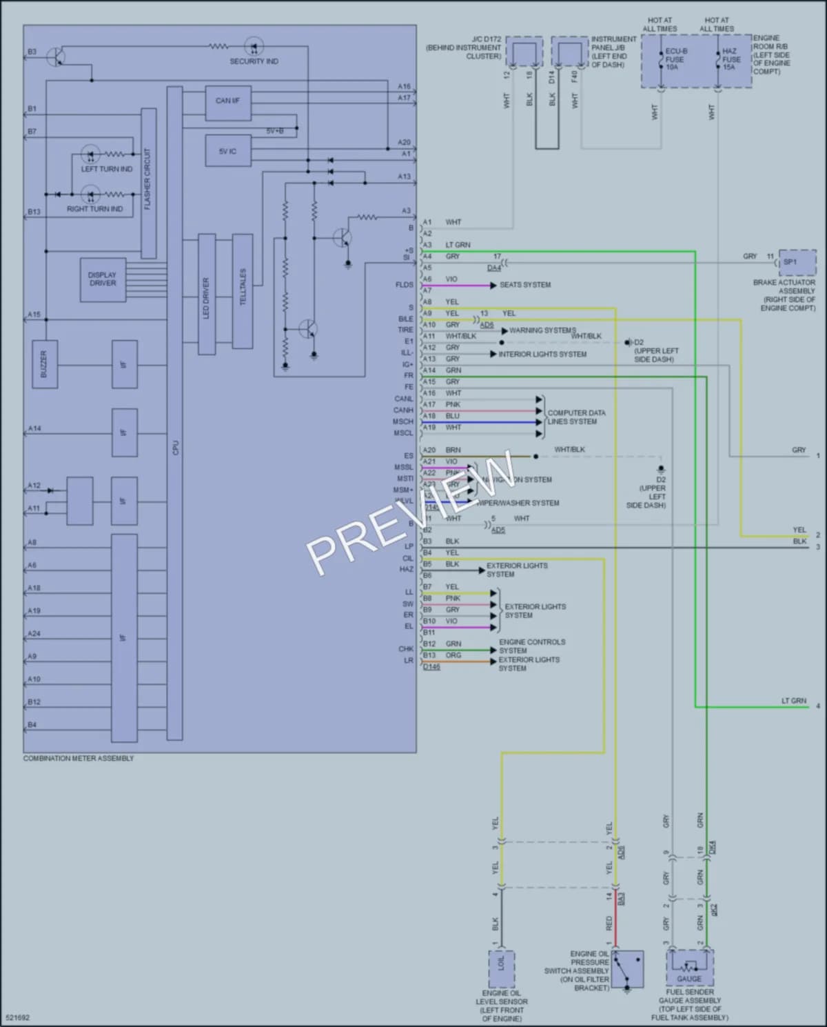 2017 Toyota Sienna Instrument Cluster wiring diagram preview