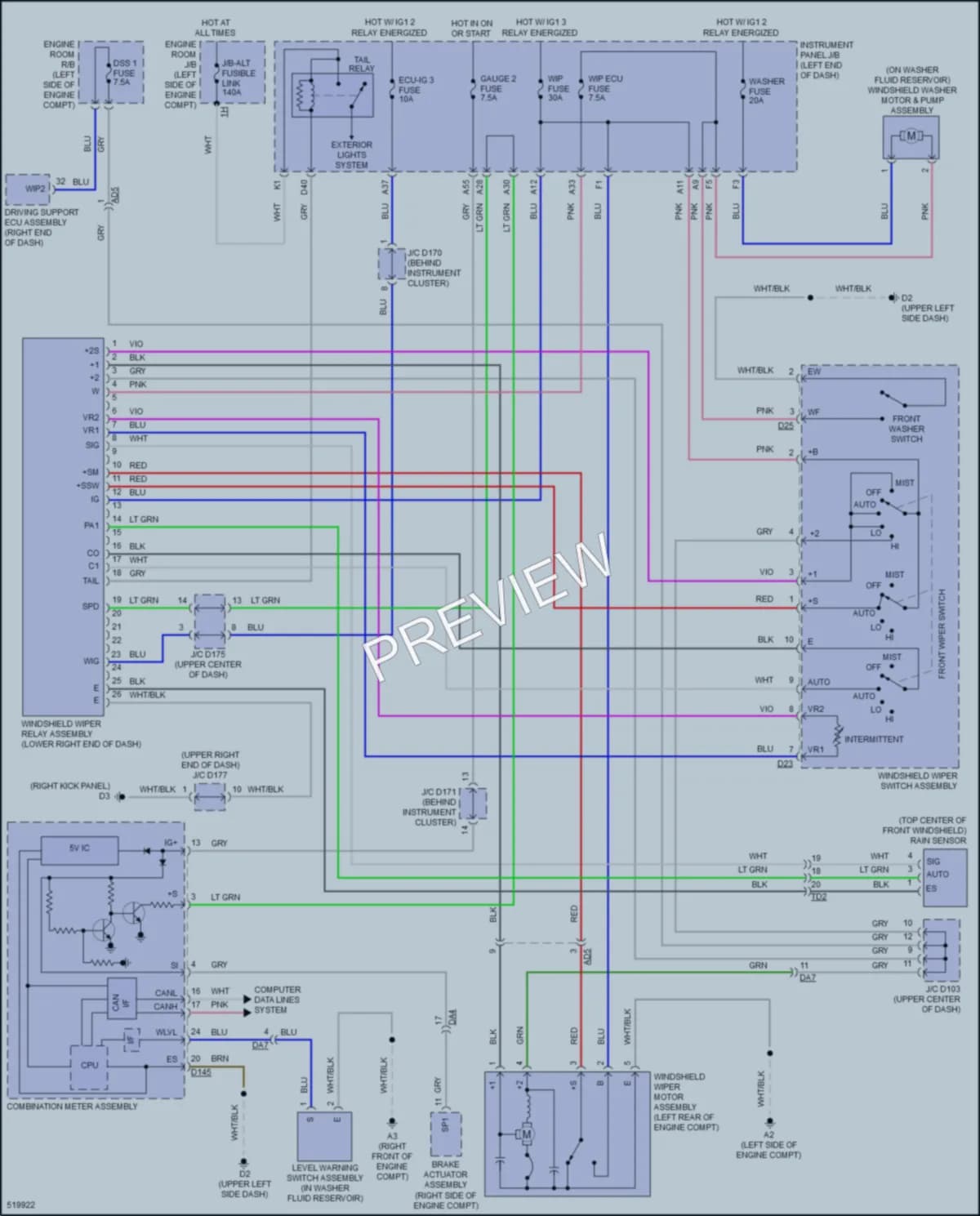 2017 Toyota Sienna Wiper Washer wiring diagram preview