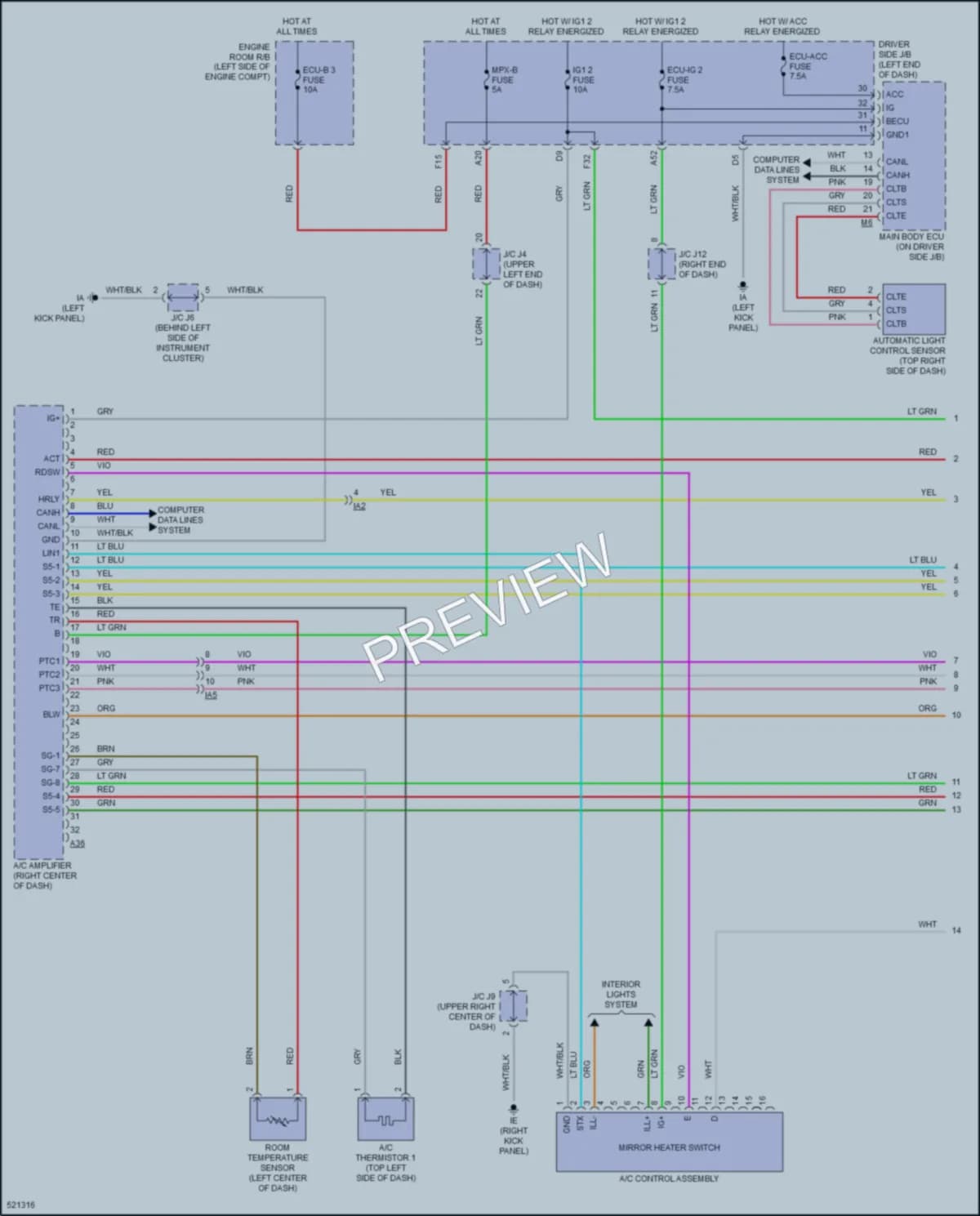 2017 Toyota Tacoma Air Conditioning wiring diagram preview