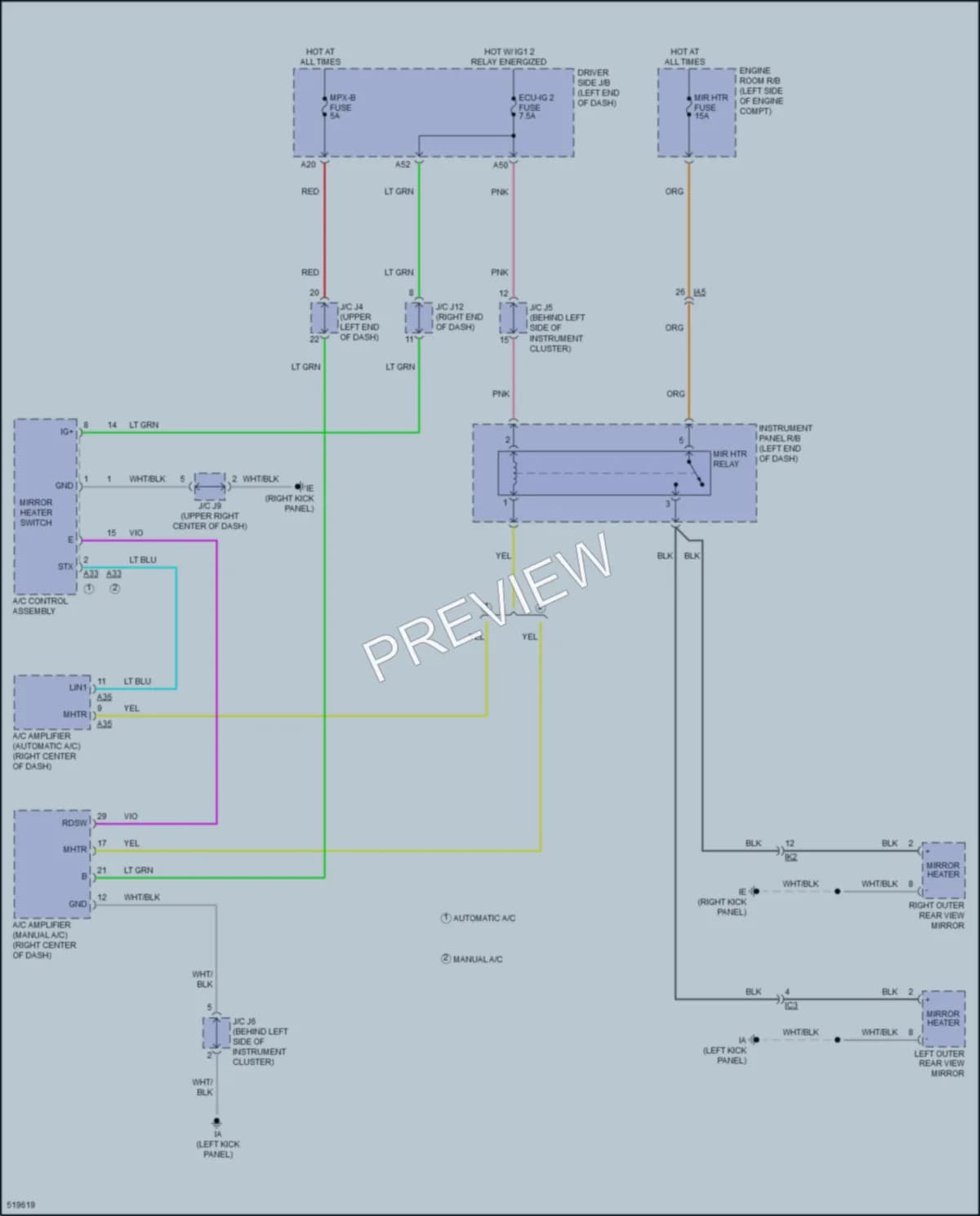 2017 Toyota Tacoma Defoggers wiring diagram preview