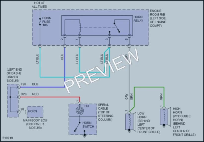2017 Toyota Tacoma Horn wiring diagram preview