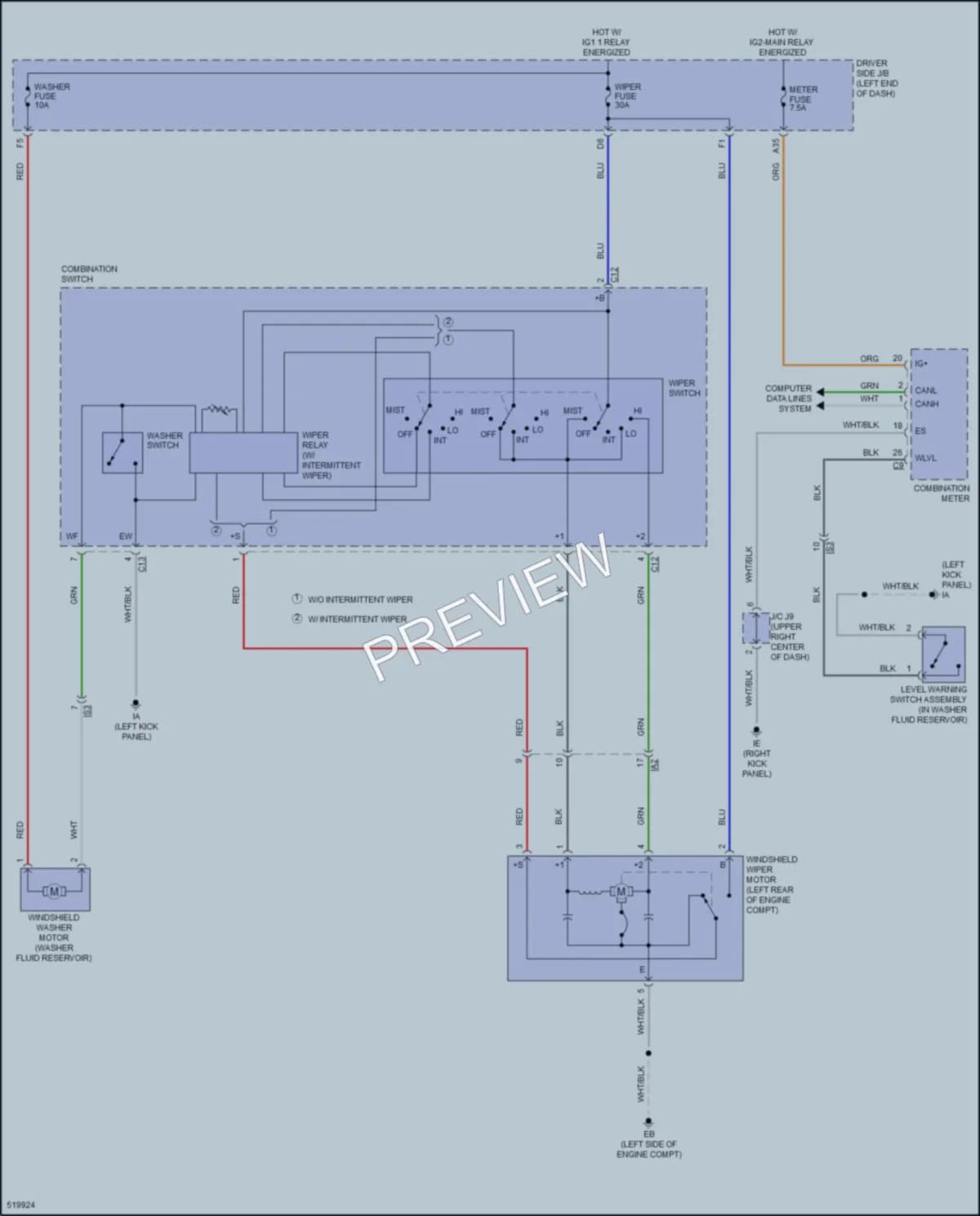 2017 Toyota Tacoma Wiper Washer wiring diagram preview