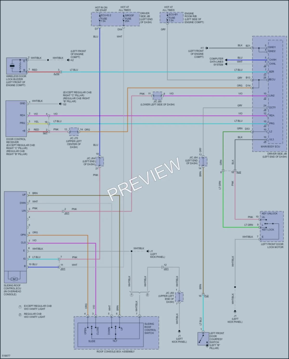 2017 Toyota Tundra Power Top Sunroof wiring diagram preview