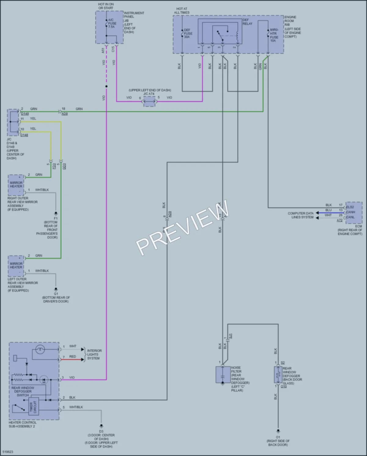 2017 Toyota Yaris Defoggers wiring diagram preview