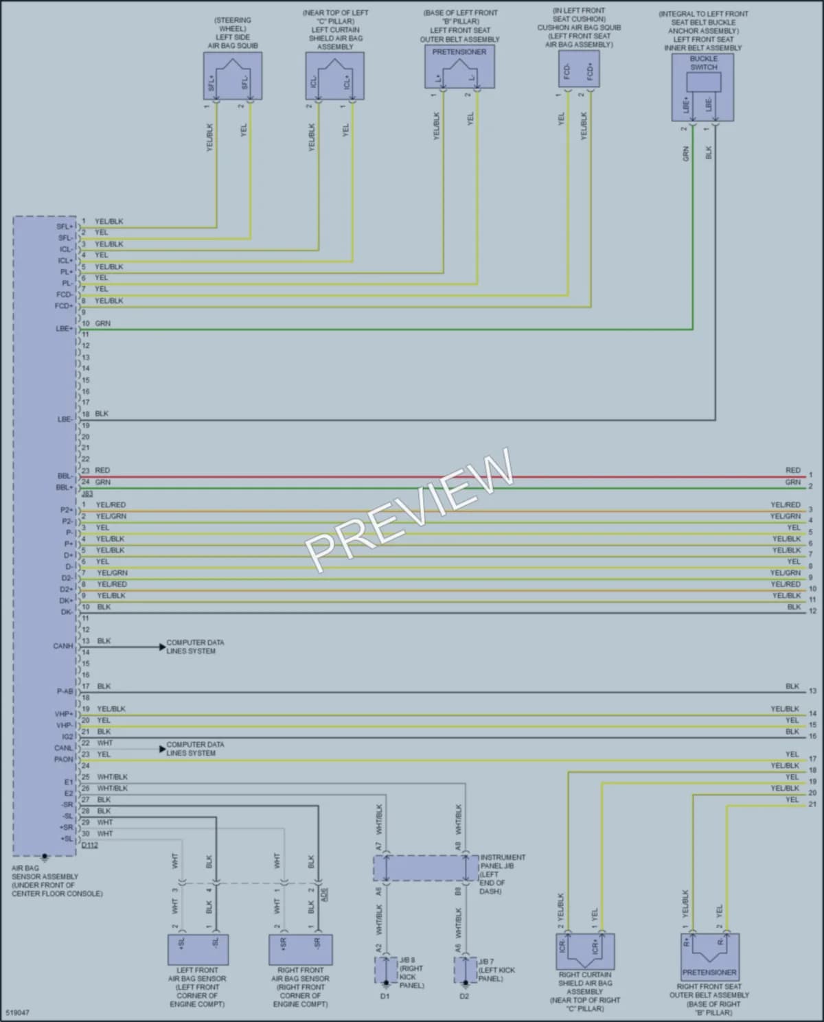 2017 Toyota Yaris Supplemental Restraints wiring diagram preview
