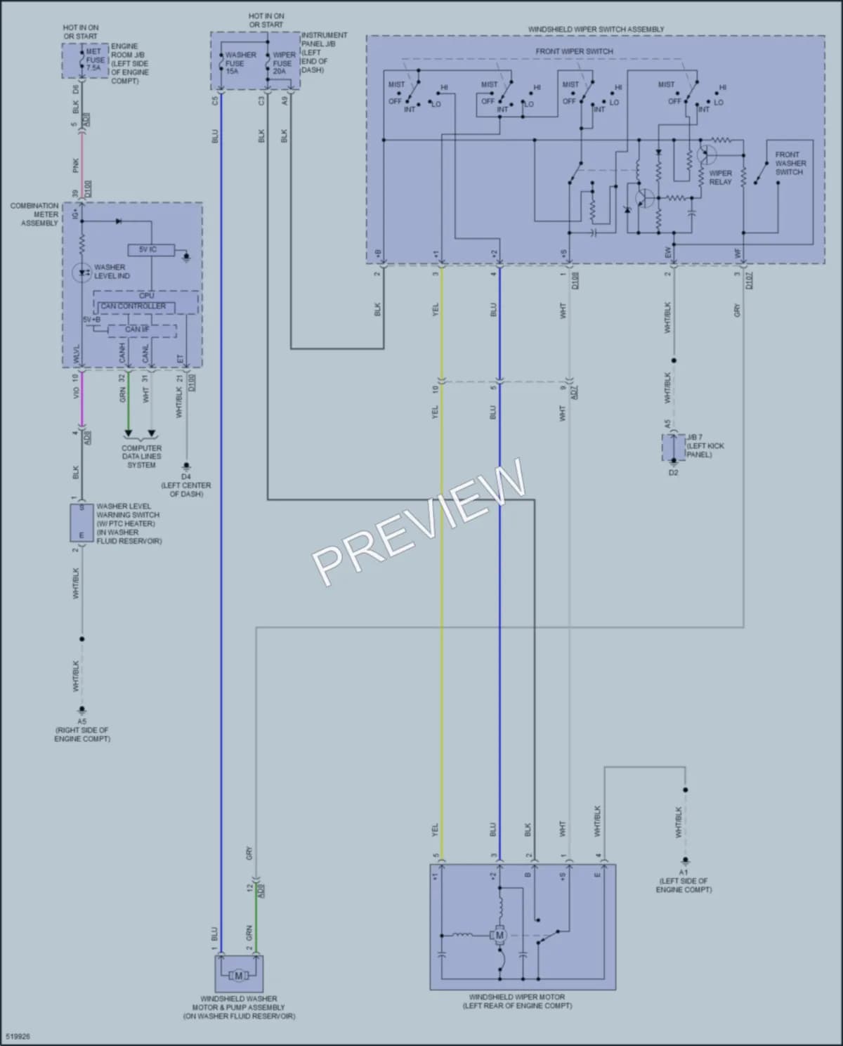 2017 Toyota Yaris Wiper Washer wiring diagram preview