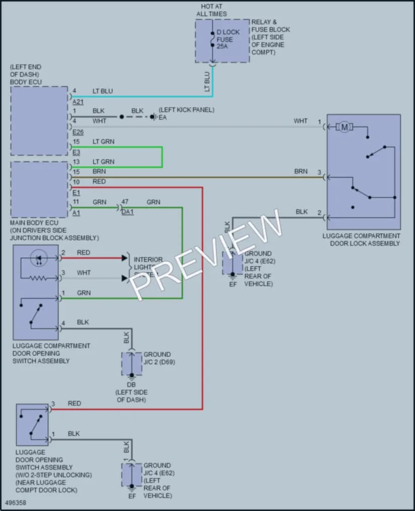 2017 Toyota YarisiA Trunk Tailgate Fuel Door wiring diagram preview