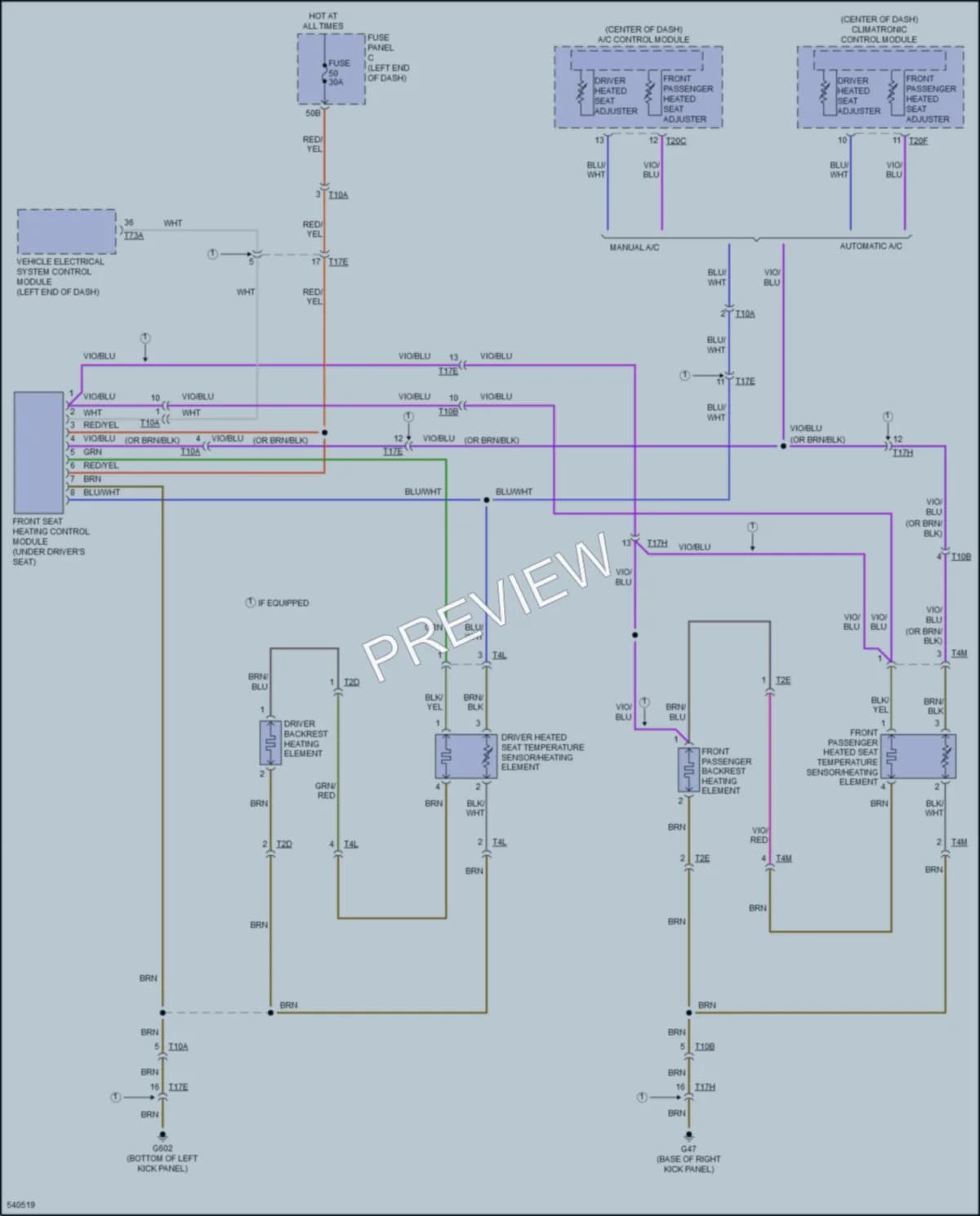 2017 Volkswagen Beetle Power Seats wiring diagram preview