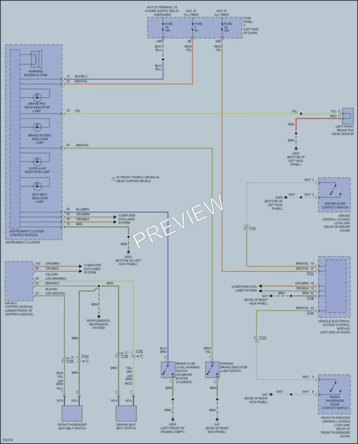 2017 Volkswagen Beetle Warning Systems wiring diagram preview