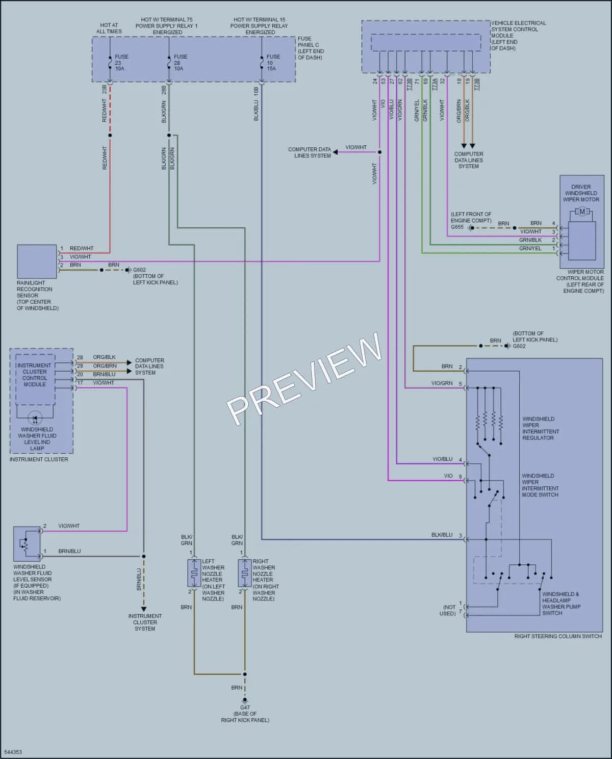 2017 Volkswagen Beetle Wiper Washer wiring diagram preview