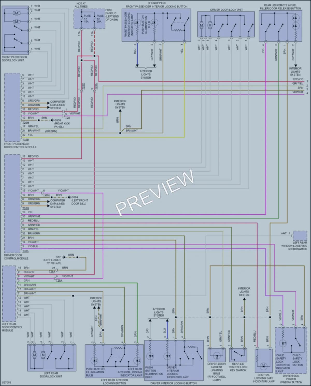 2017 Volkswagen CC Power Door Locks wiring diagram preview