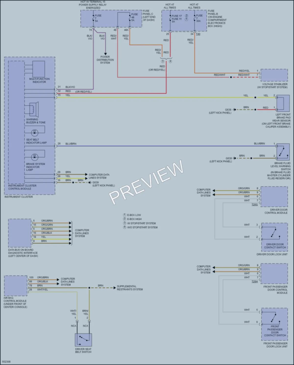 2017 Volkswagen CC Warning Systems wiring diagram preview