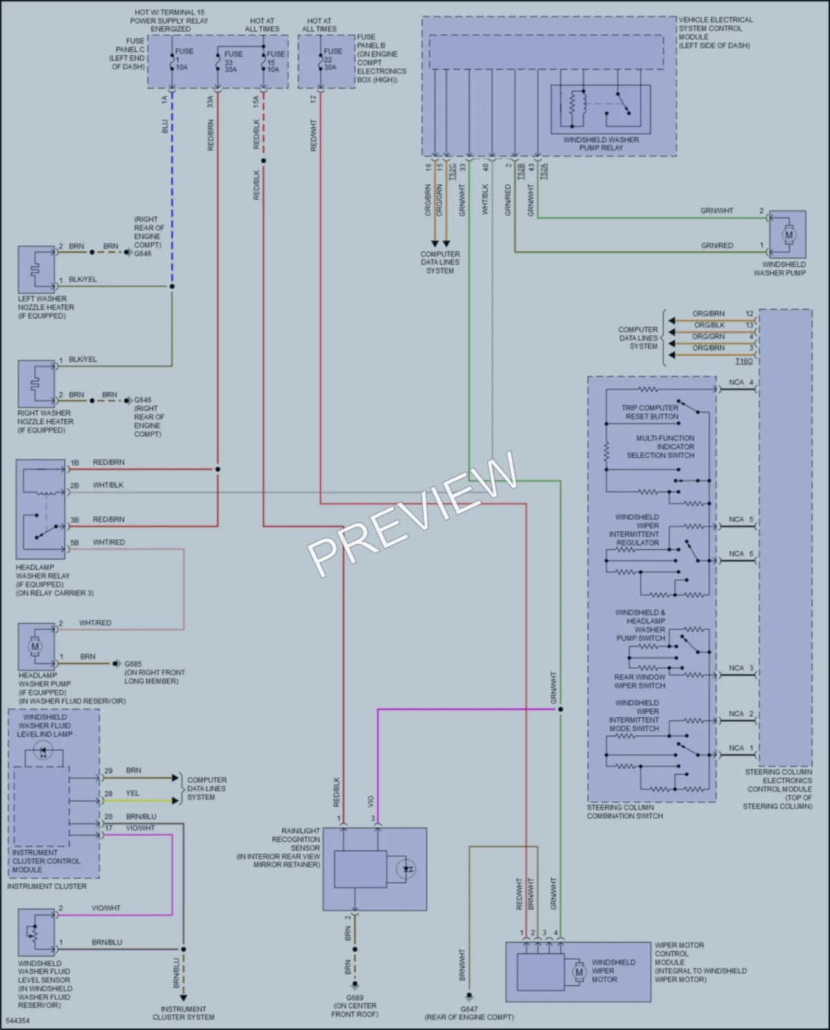 2017 Volkswagen CC Wiper Washer wiring diagram preview
