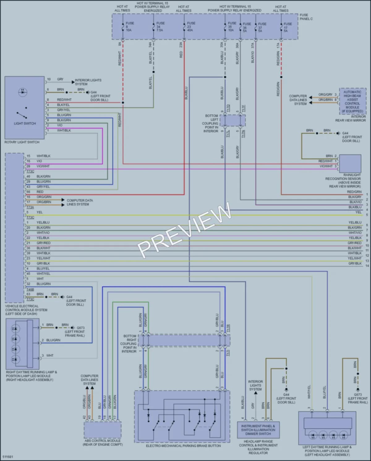 2017 Volkswagen Golf Headlights wiring diagram preview