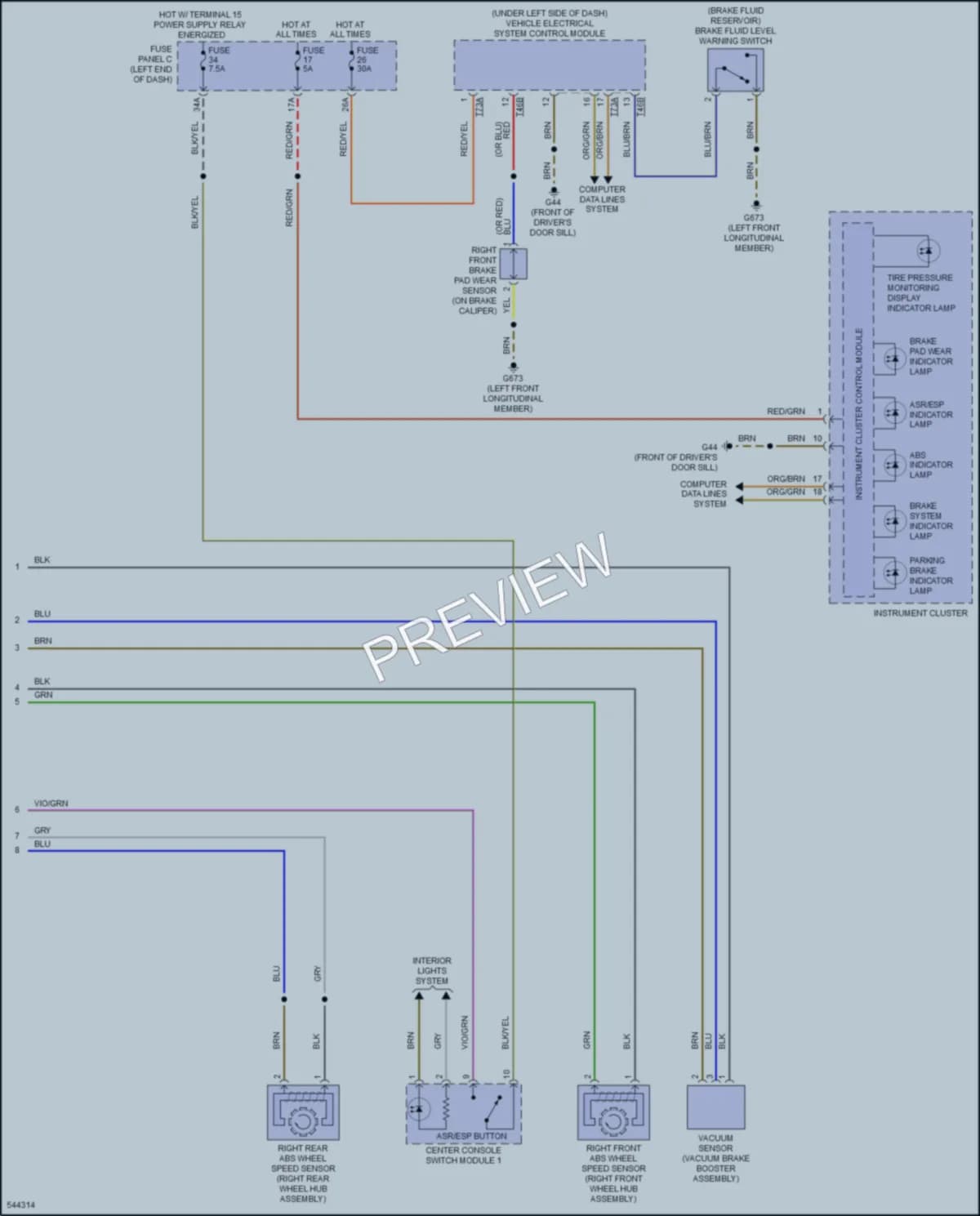 2017 Volkswagen GolfAlltrack Anti Lock Brakes wiring diagram preview