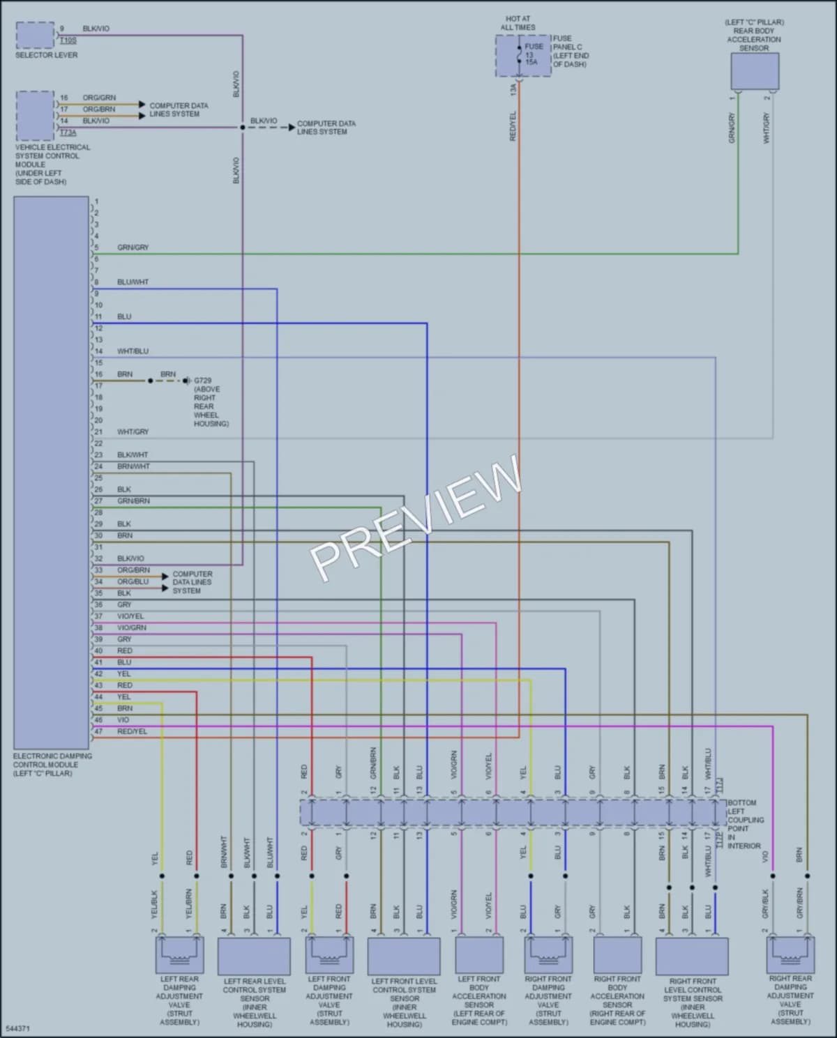 2017 Volkswagen GolfAlltrack Electronic Suspension wiring diagram preview