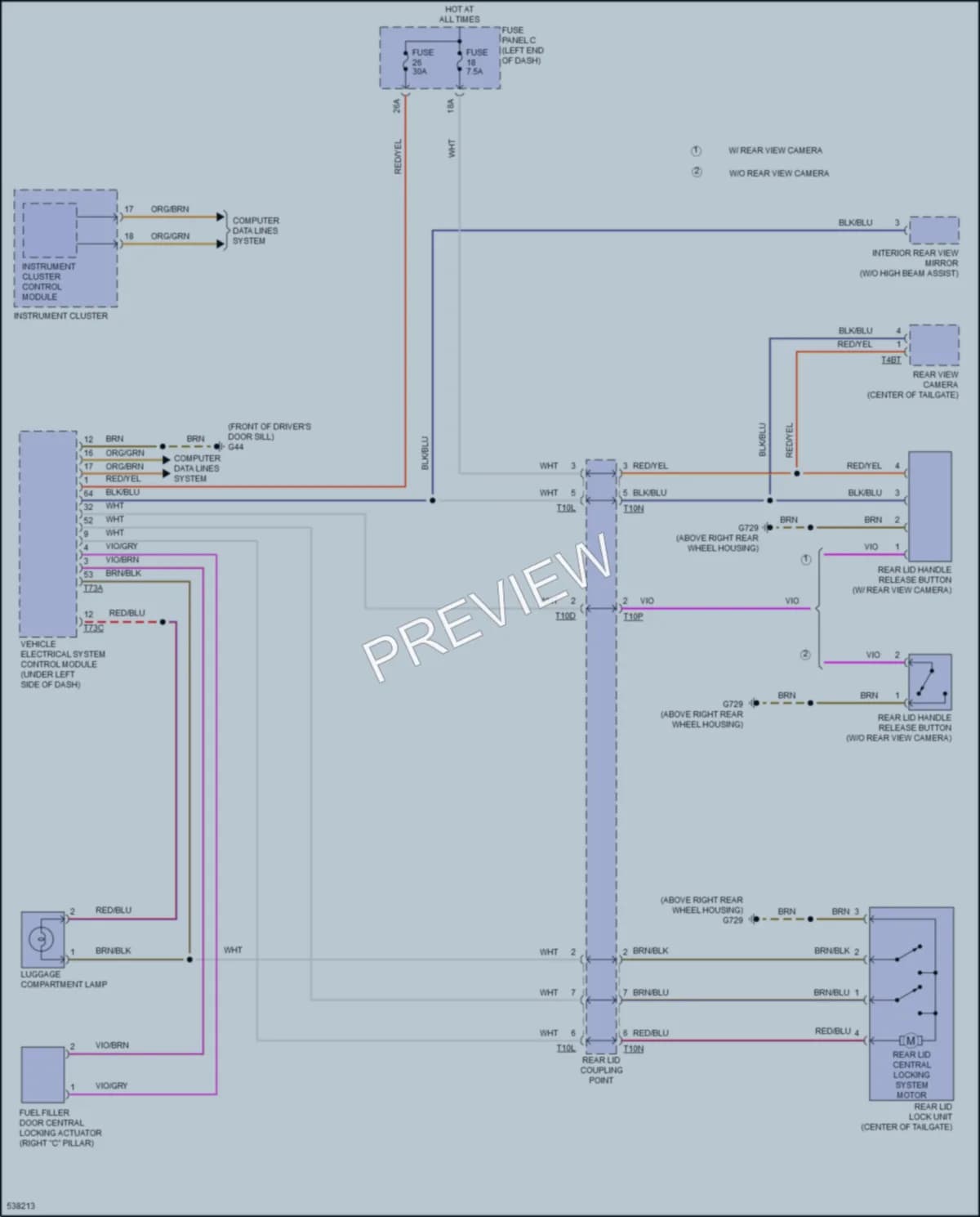 2017 Volkswagen GolfAlltrack Trunk Tailgate Fuel Door wiring diagram preview