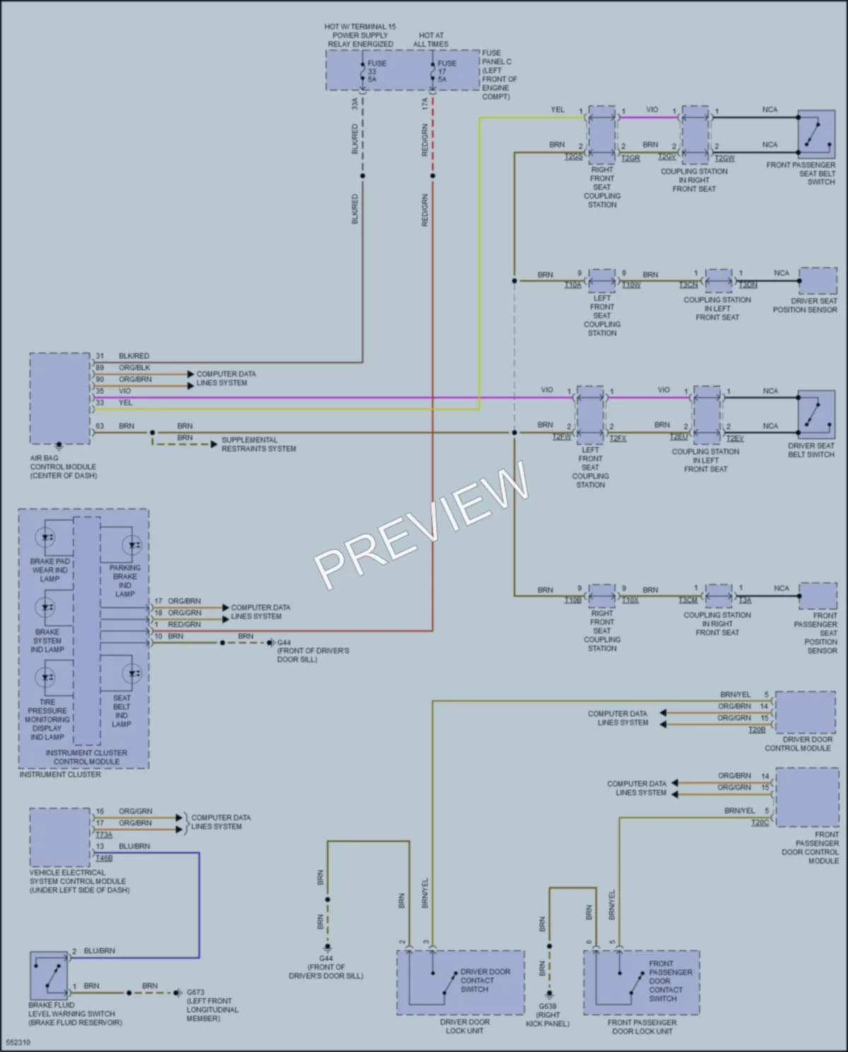 2017 Volkswagen GolfAlltrack Warning Systems wiring diagram preview