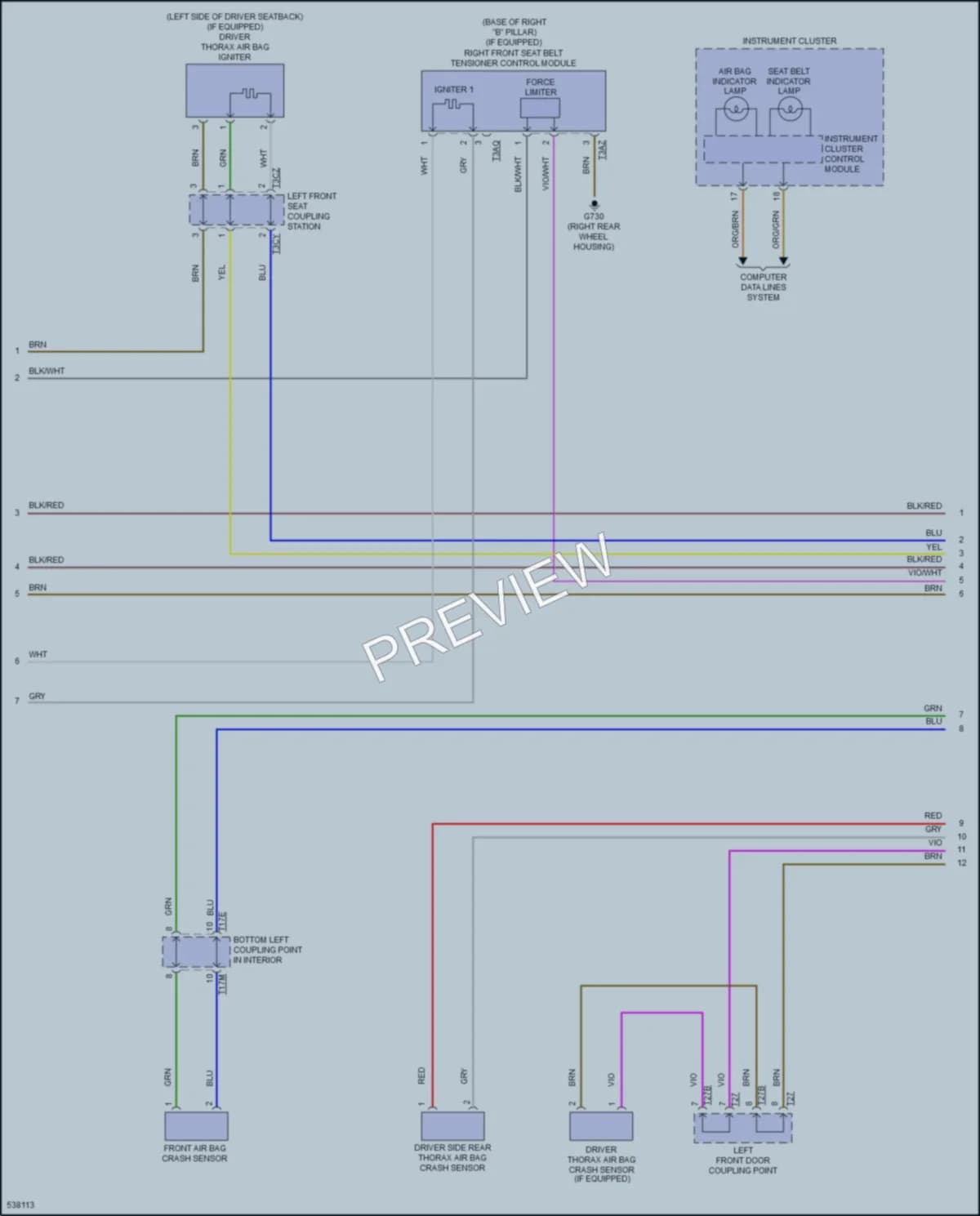 2017 Volkswagen GolfGTI Supplemental Restraints wiring diagram preview