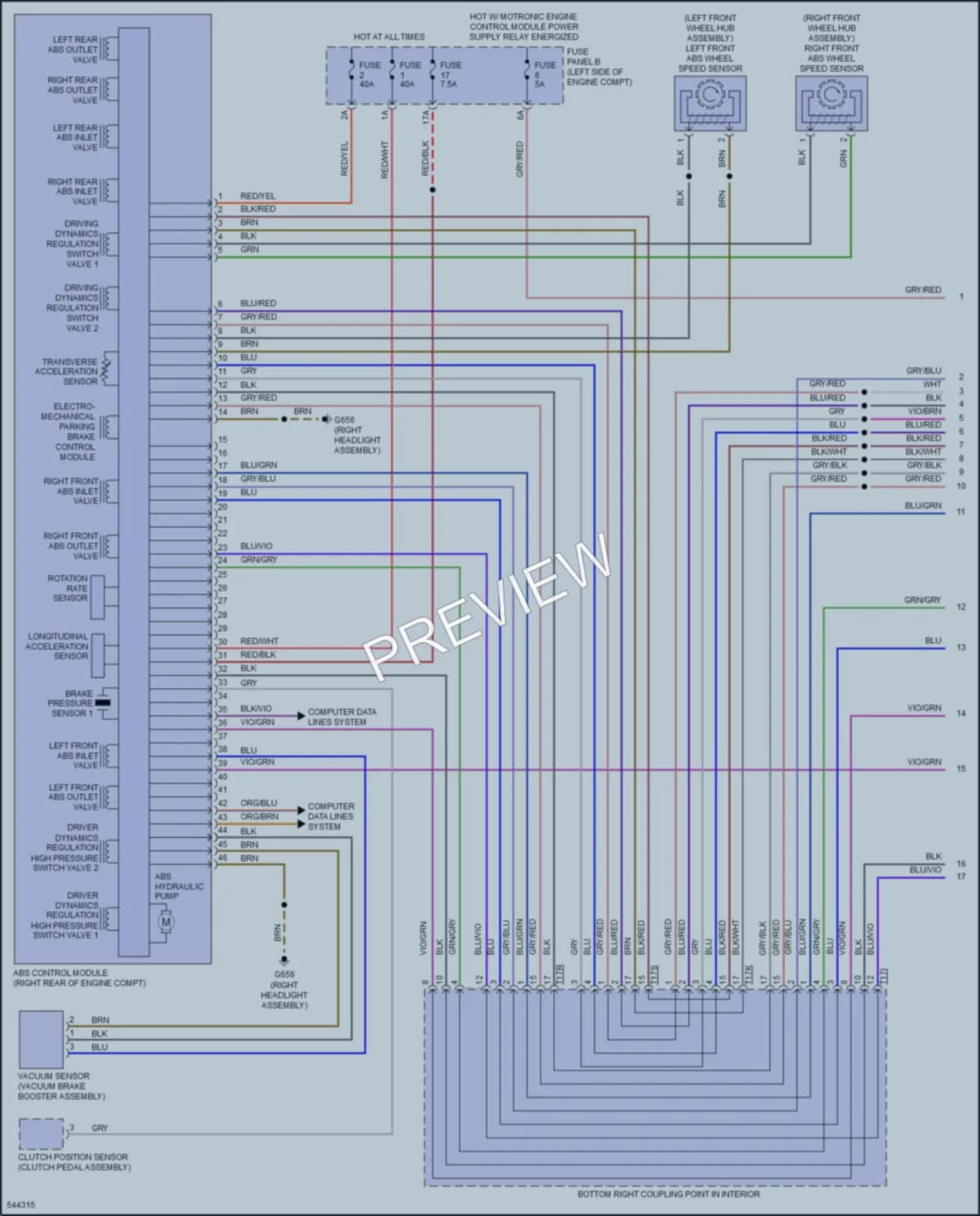 2017 Volkswagen GolfR Anti Lock Brakes wiring diagram preview