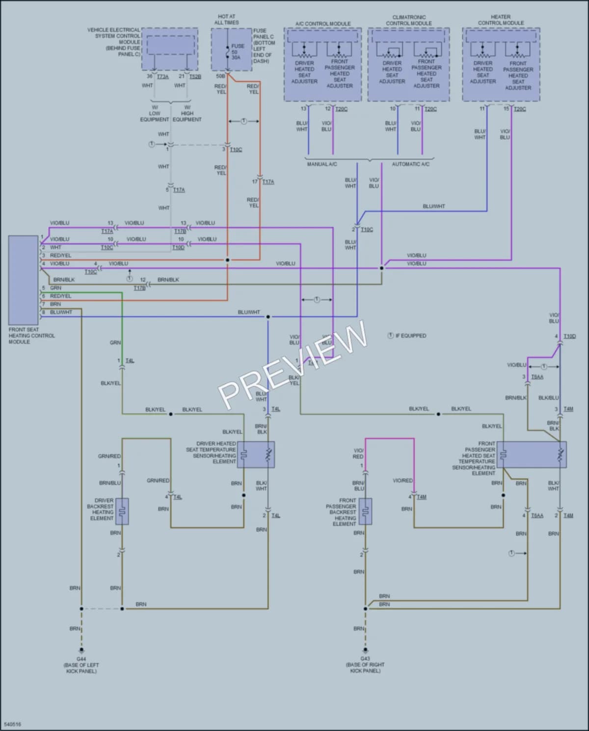 2017 Volkswagen Jetta Power Seats wiring diagram preview