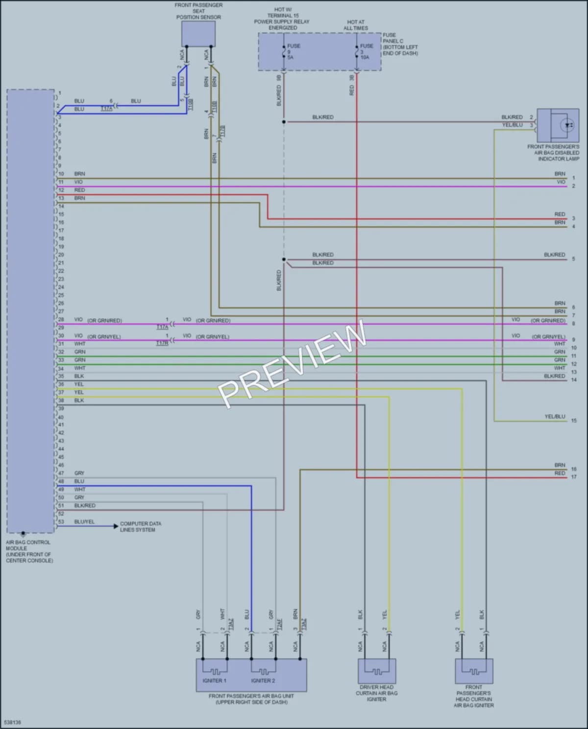 2017 Volkswagen Jetta Supplemental Restraints wiring diagram preview