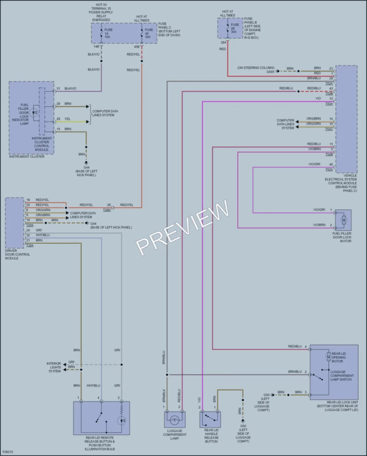 2017 Volkswagen Jetta Trunk Tailgate Fuel Door wiring diagram preview