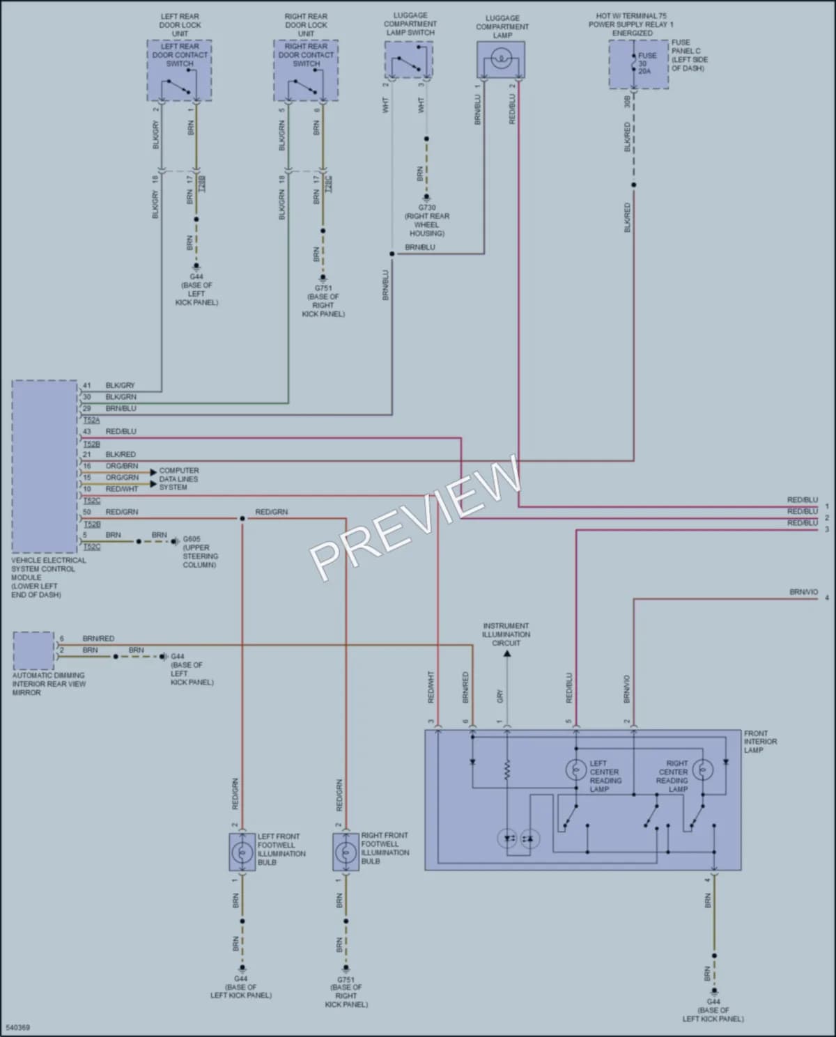 2017 Volkswagen Passat Interior Lights wiring diagram preview